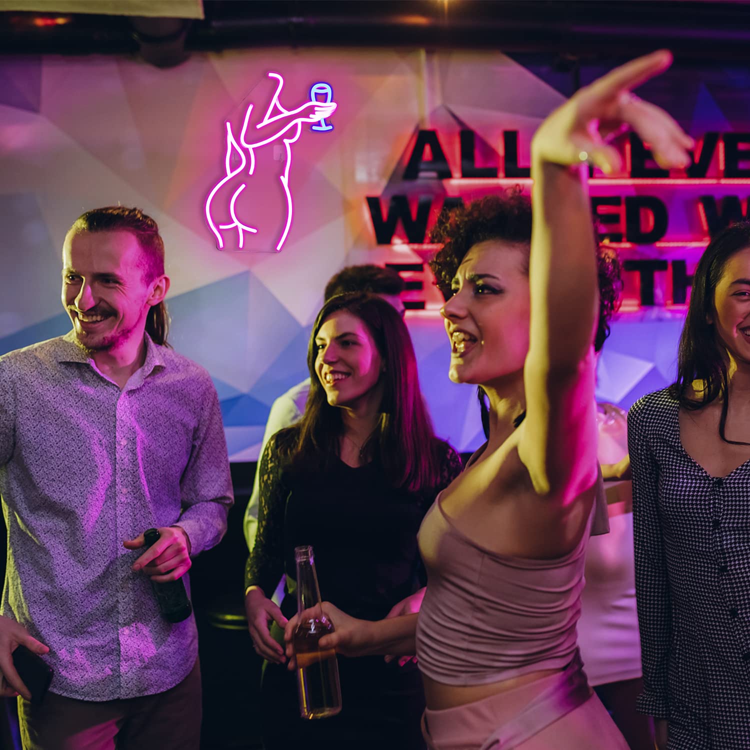 JURONGYILU Neon Sign - Dimmable LED Wall Decor Light - Pink Lady - USB Powered for Bedroom, Man Cave, Bar, Party