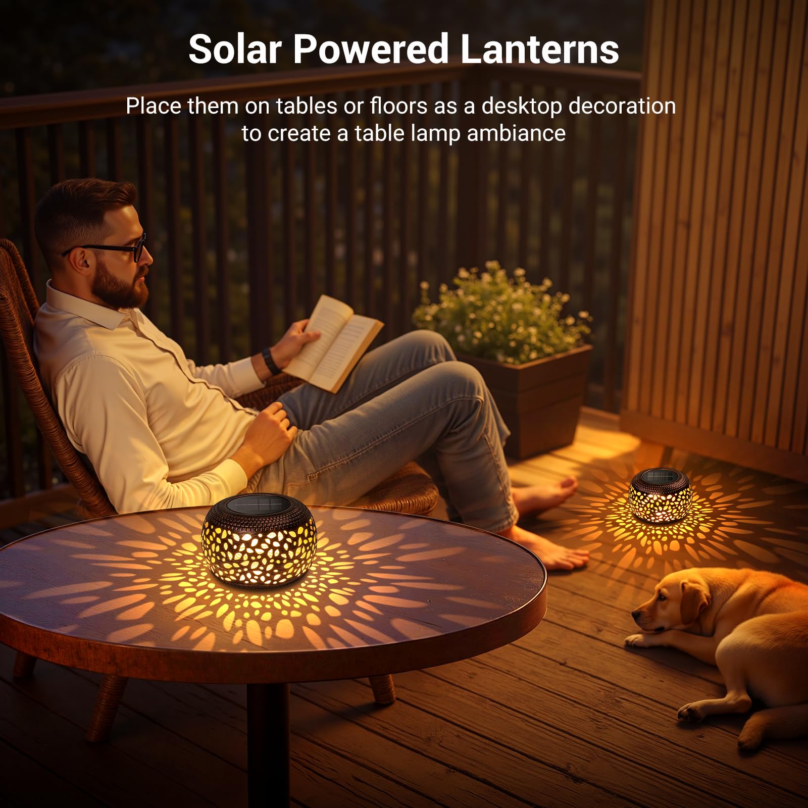 Solar Lanterns Outdoor Waterproof  4 Pack Flower Petal Solar Garden Lights With 2 Lighting Colors  Vintage Metal Outdoor Patio Garden Decor - Unique Gifts For Women Mom Sisters Birthday