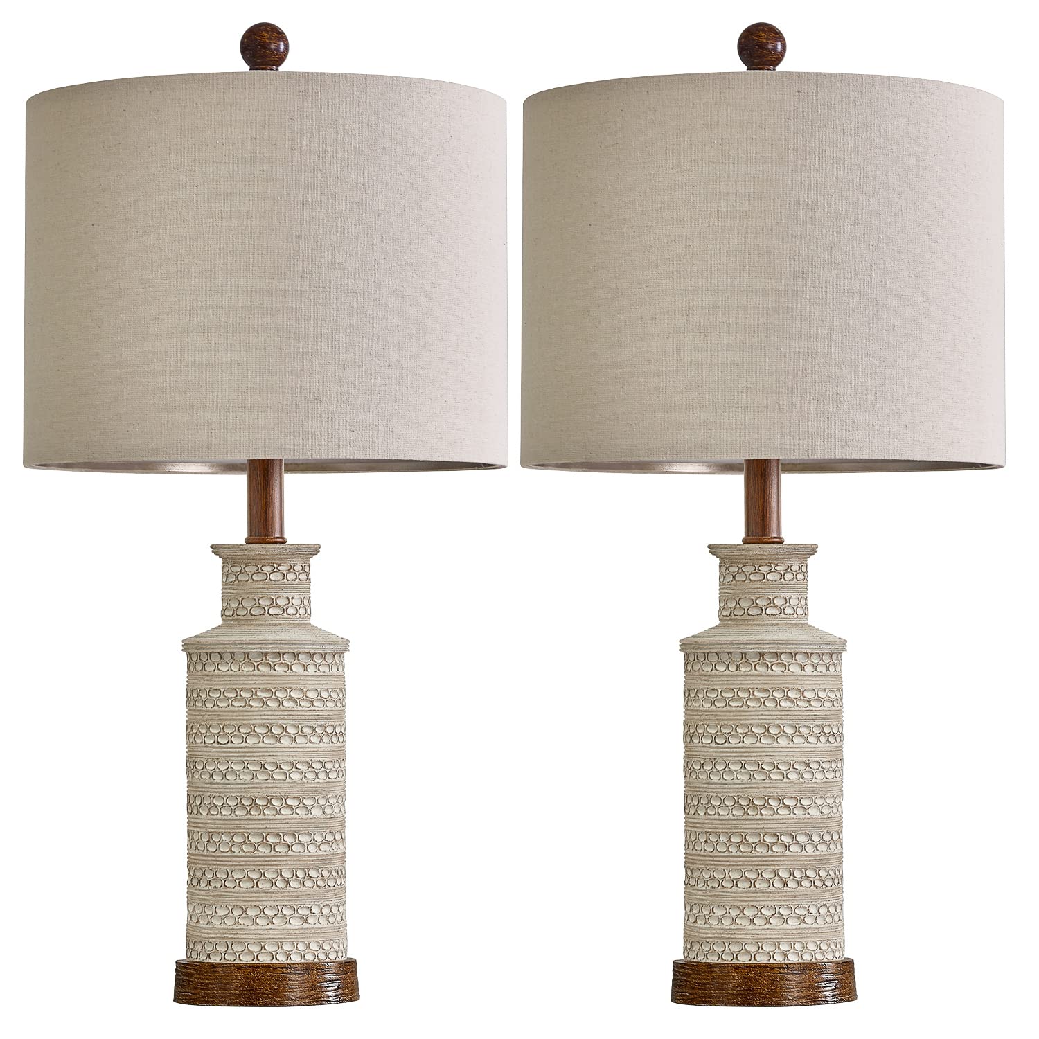 Bobomomo 24'' Farmhouse Table Lamp Set Of 2 For Bedroom Living Room Vintage Rustic Traditional Nightstand Bedside Lamps