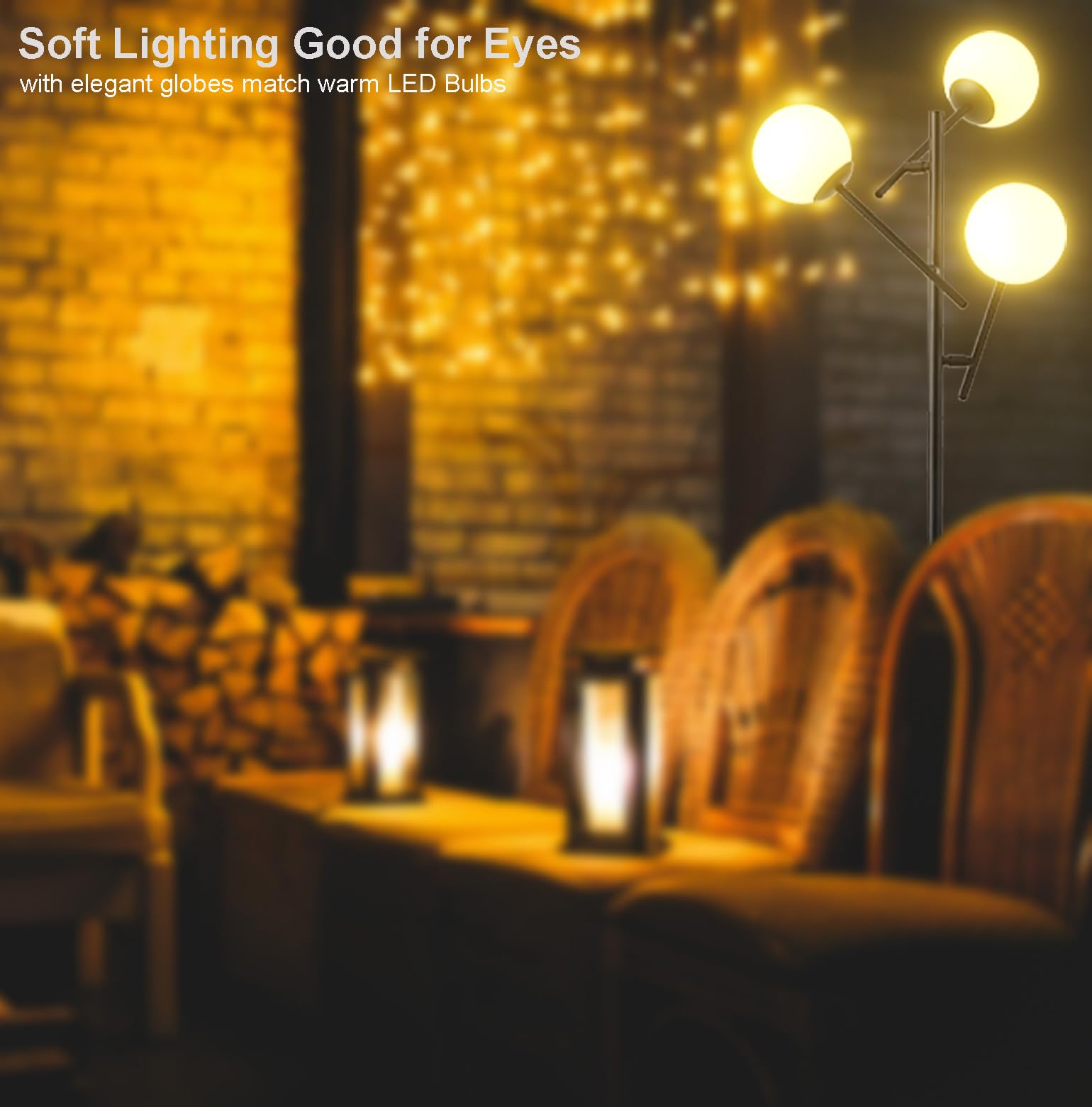 Fiqevs 3 Globe Mid Century Floor Lamp, Modern Standing Lamp With Rotatable Glass Shades And Led Bulbs, Vintage Sputnik Tree Tall