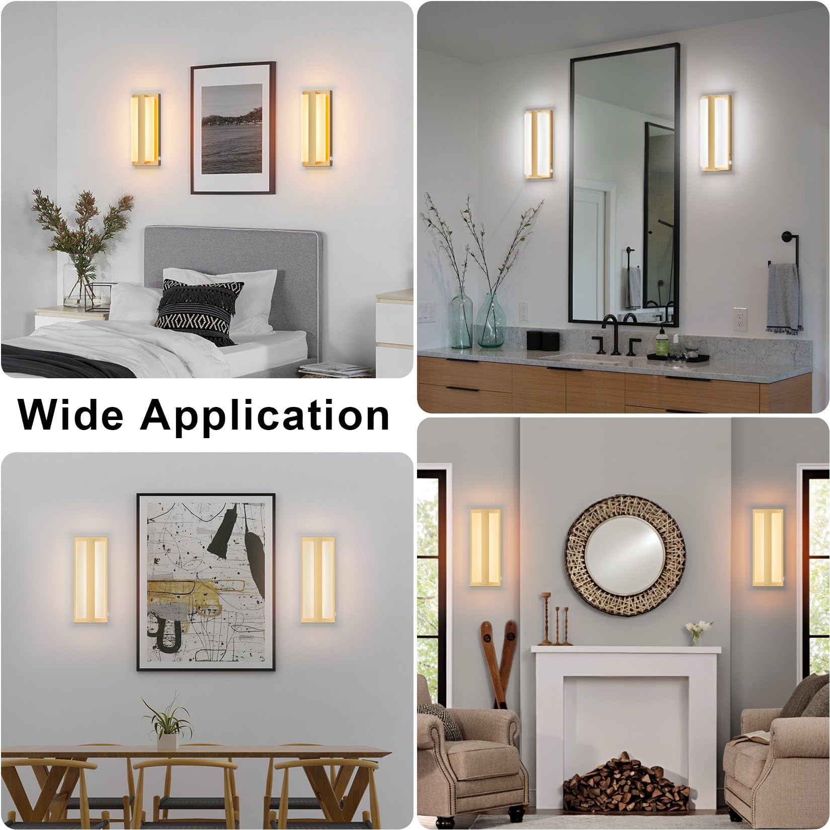 Aoceley USB-C Rechargeable LED Wall Sconce with Remote, Dimmable Touch Light, Gold, Model 8009, Indoor Use