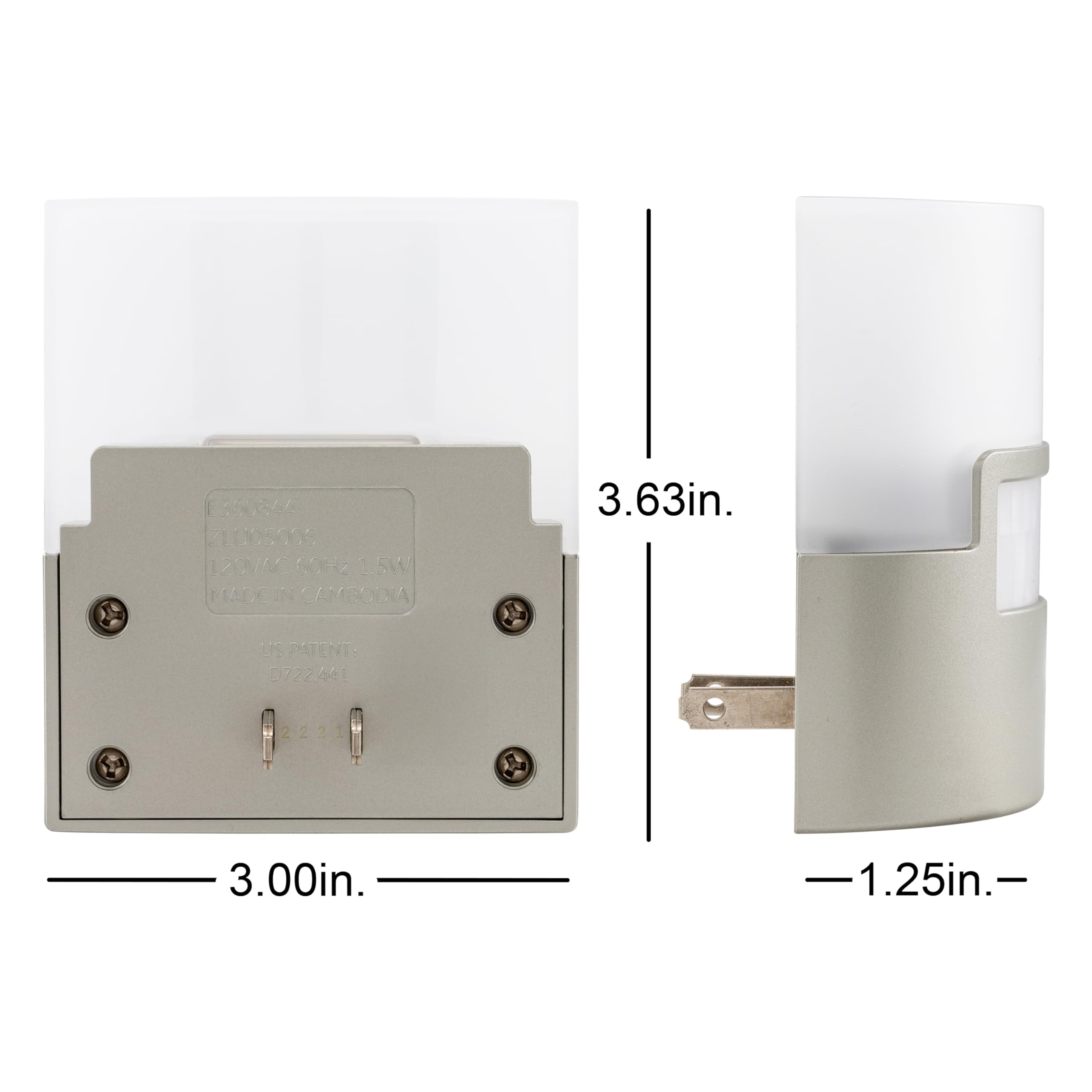 GE LED Motion Sensor Night Light, 40 Lumens, Soft White, UL-Certified, 2 Pack, Silver, Energy Efficient for Bedroom, Bathroom, Kitchen