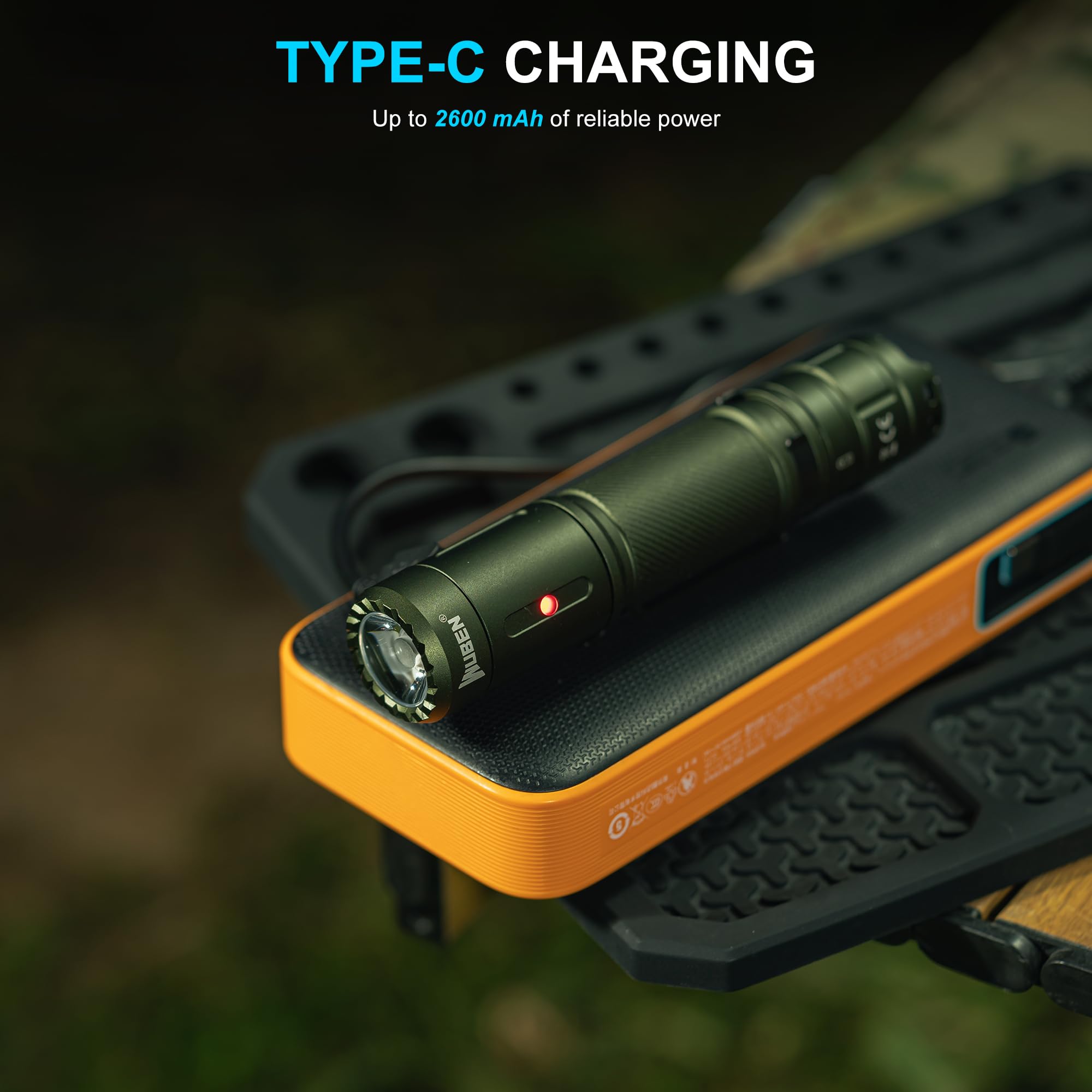 WUBEN C3 Rechargeable Flashlight 1200 Lumens, 6 Modes, IP68, Aluminum, Army Green