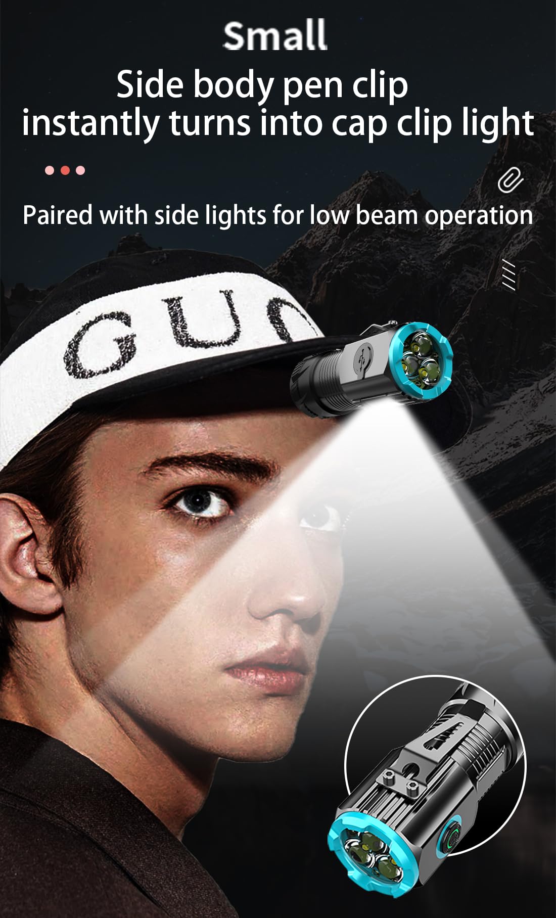 E-Shidai Mini Multifunction Rechargeable Multi Function 1000 Lumens Led Flashlight, With Emergency Strobe Light And 1200 Mah Bat