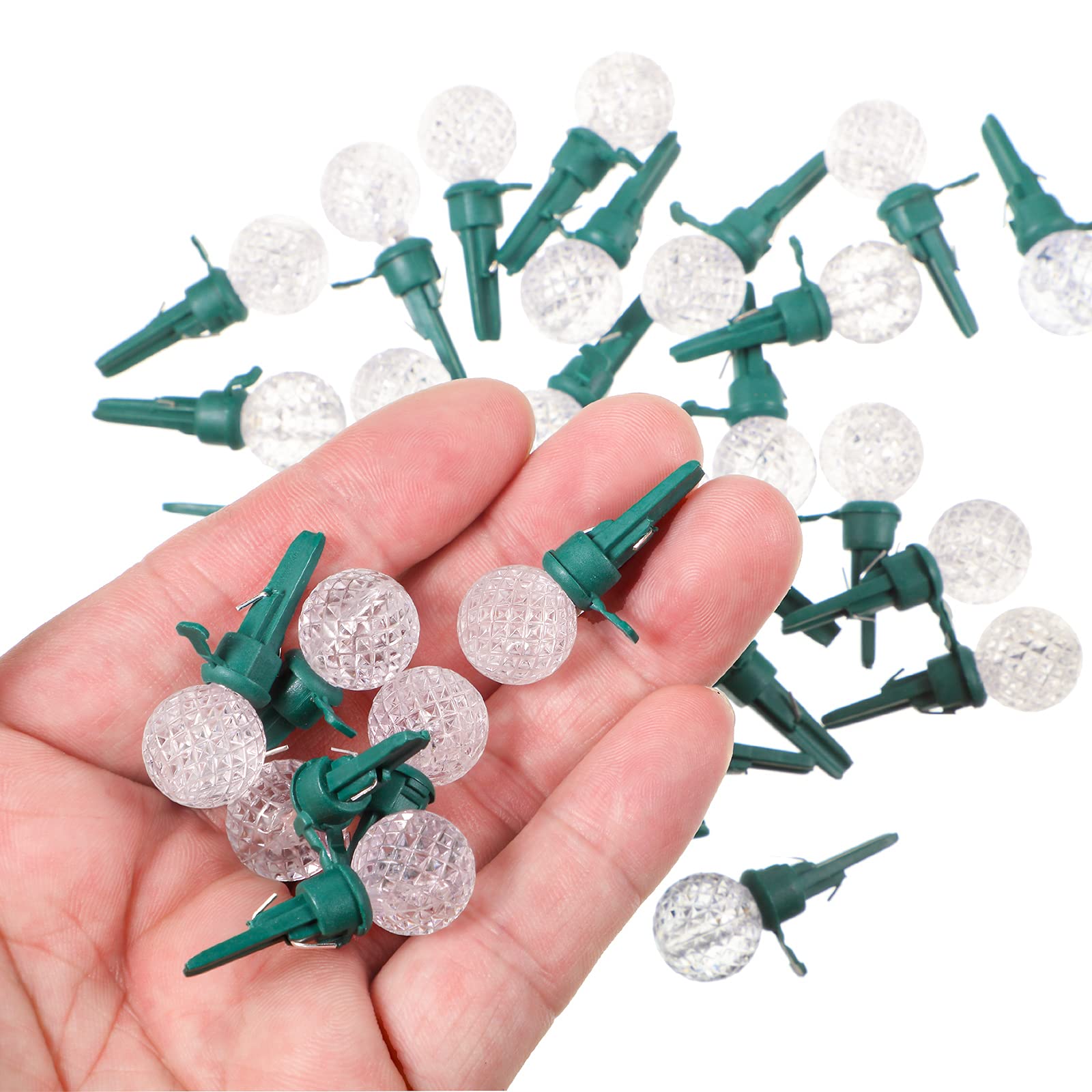 Christmas Replacement Mini Light Bulbs G14 LED String Light Bulbs 0.06 Watt Globe Glass Bulbs with Plastic Base for Outdoor Indo