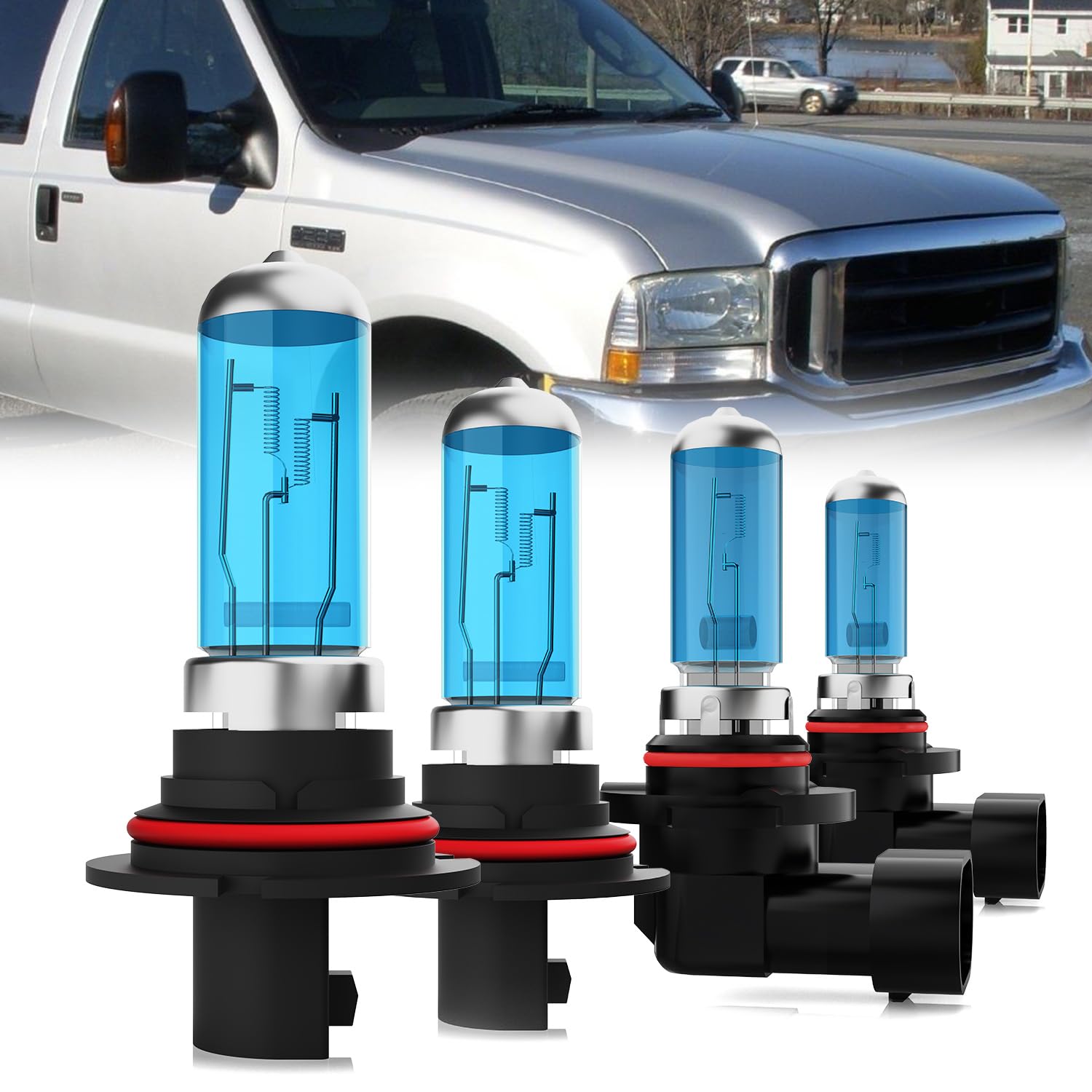 LECCIBUB Headlight Bulbs Compatible With Ford F350 450 550 Super Duty 2001-2004, 9007 High Low Beam + 9145 Fog Lights Halogen Li