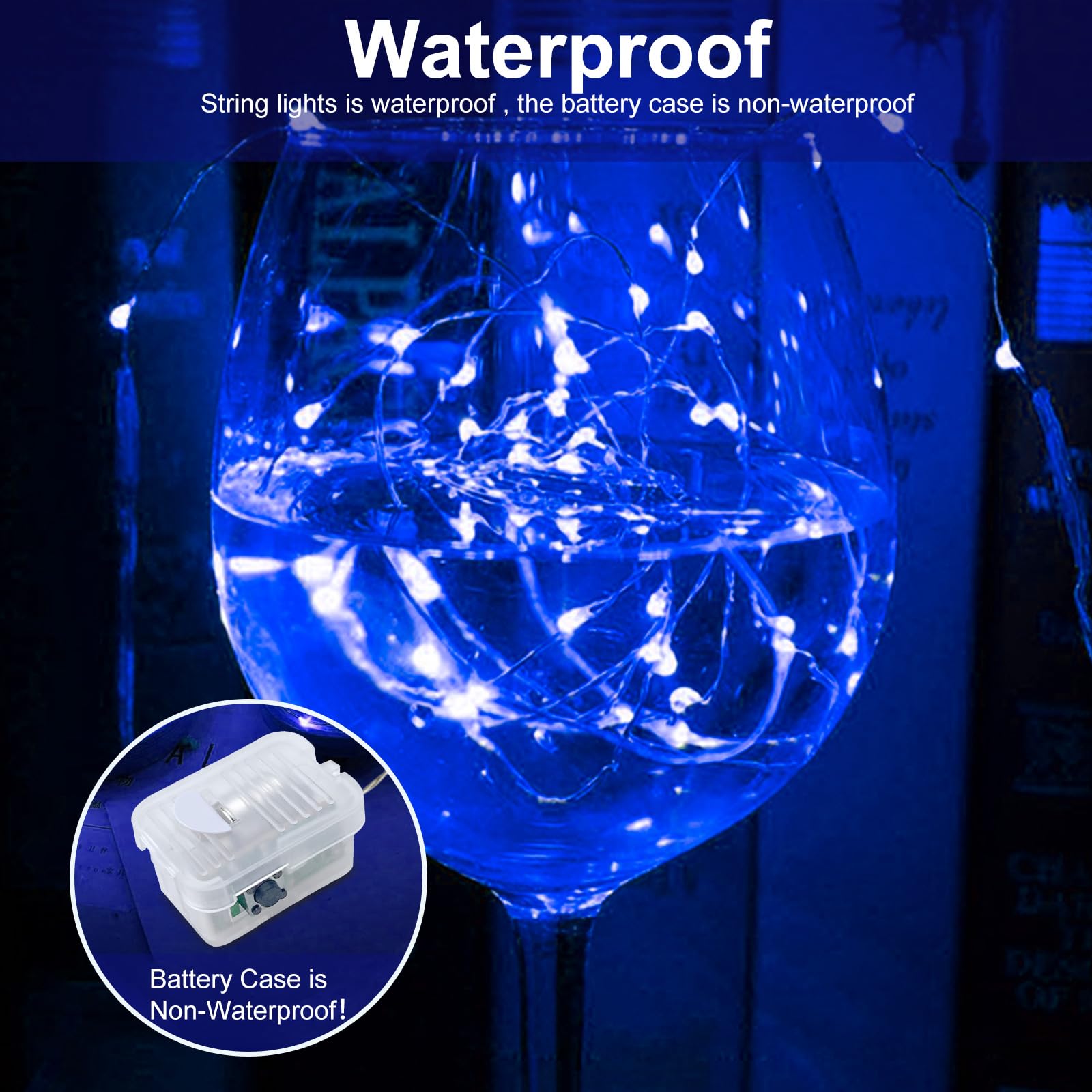 Aikei 24 Pack Led Fairy Lights Battery Operated, String Lights Waterproof 7 Feet 20 Led Firefly Starry Lights For Wedding Party Bedroom Garden Christmas Decoration (24 Pack, Blue)