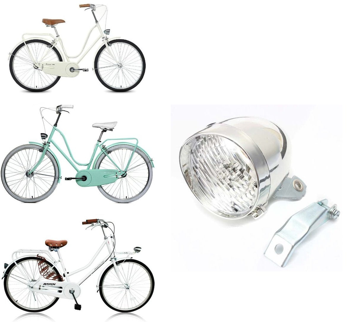 Bluesunshine Vintage Retro Bicycle Bike Front Light Lamp 3 Led Headlight With Bracket (Silver)