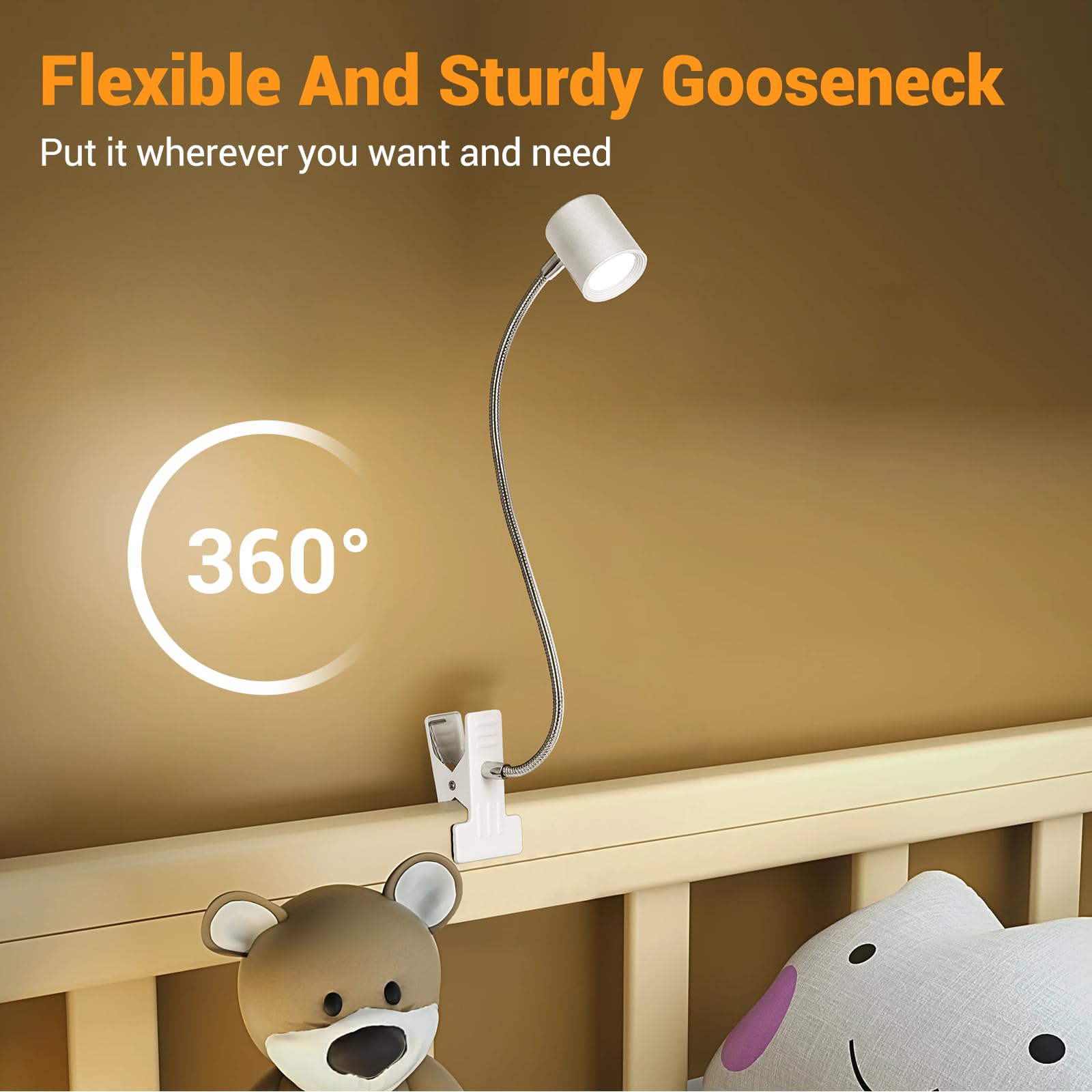 Reading Light, 3 Modes & 10 Brightness Clip On Light, Desk Lamp, Eye Caring Reading Lights For Books In Bed, 360?Gooseneck Clamp