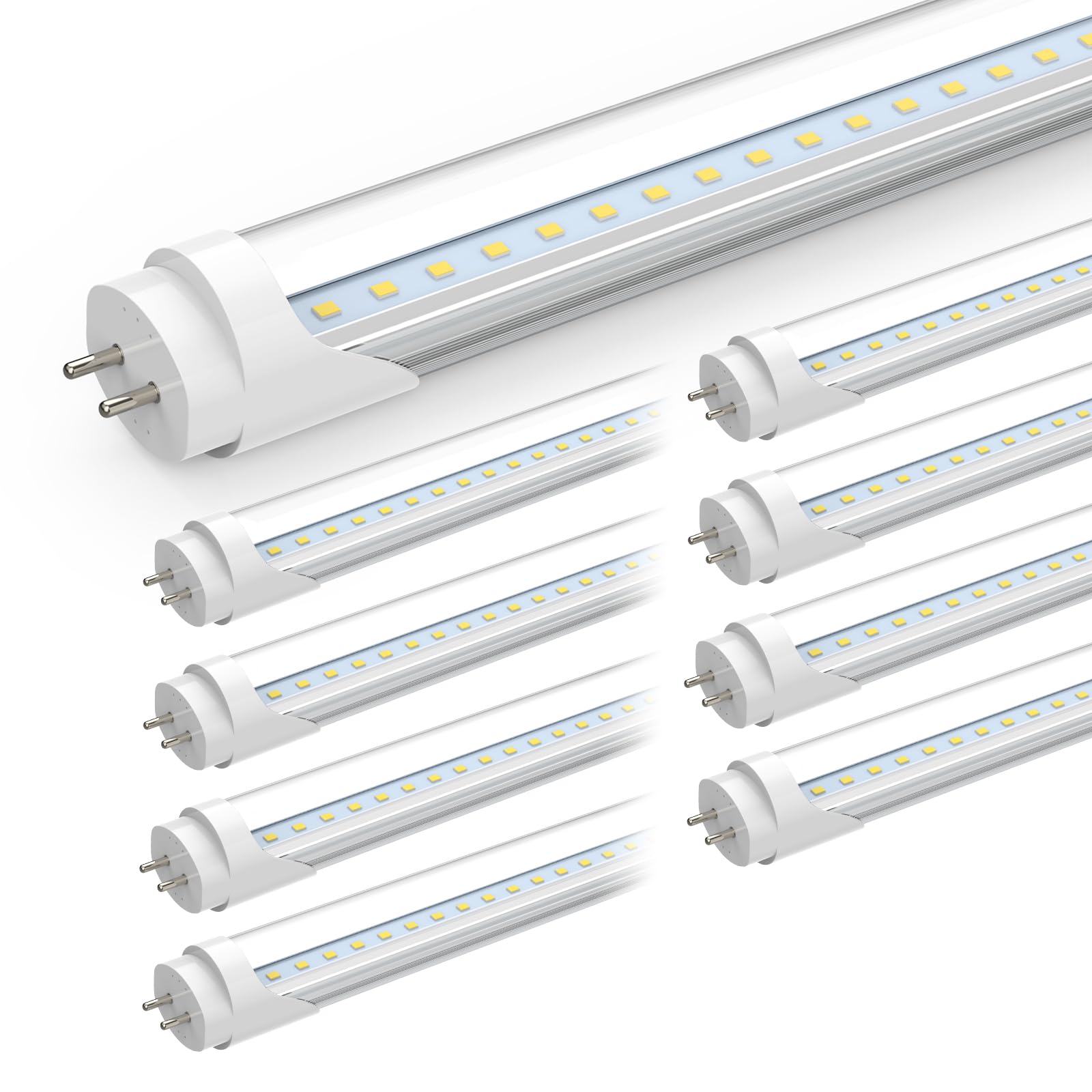 Romwish 24 Inch T8 LED Tube Light  10W(24W Equiv.)  1120LM  5000K Daylight  Type A+B Plug & Play or Ballast Bypass  F17T8 Fluorescent Replacement  Double-Ended Power  Under Cabinet Light  8 Pack