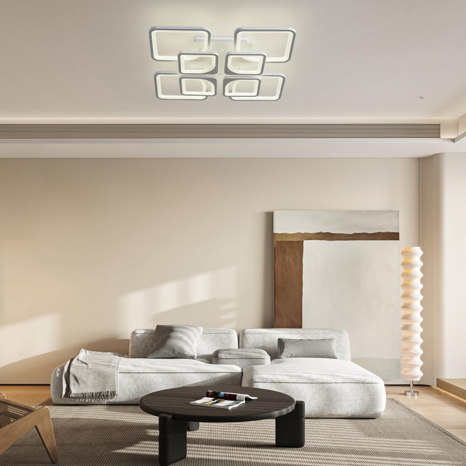 Jaycomey Modern Led Ceiling Light, Dimmable Flush Mount Ceiling Lights Fixture With Remote Control, 23.6'' 8-Square Acrylic Ceil