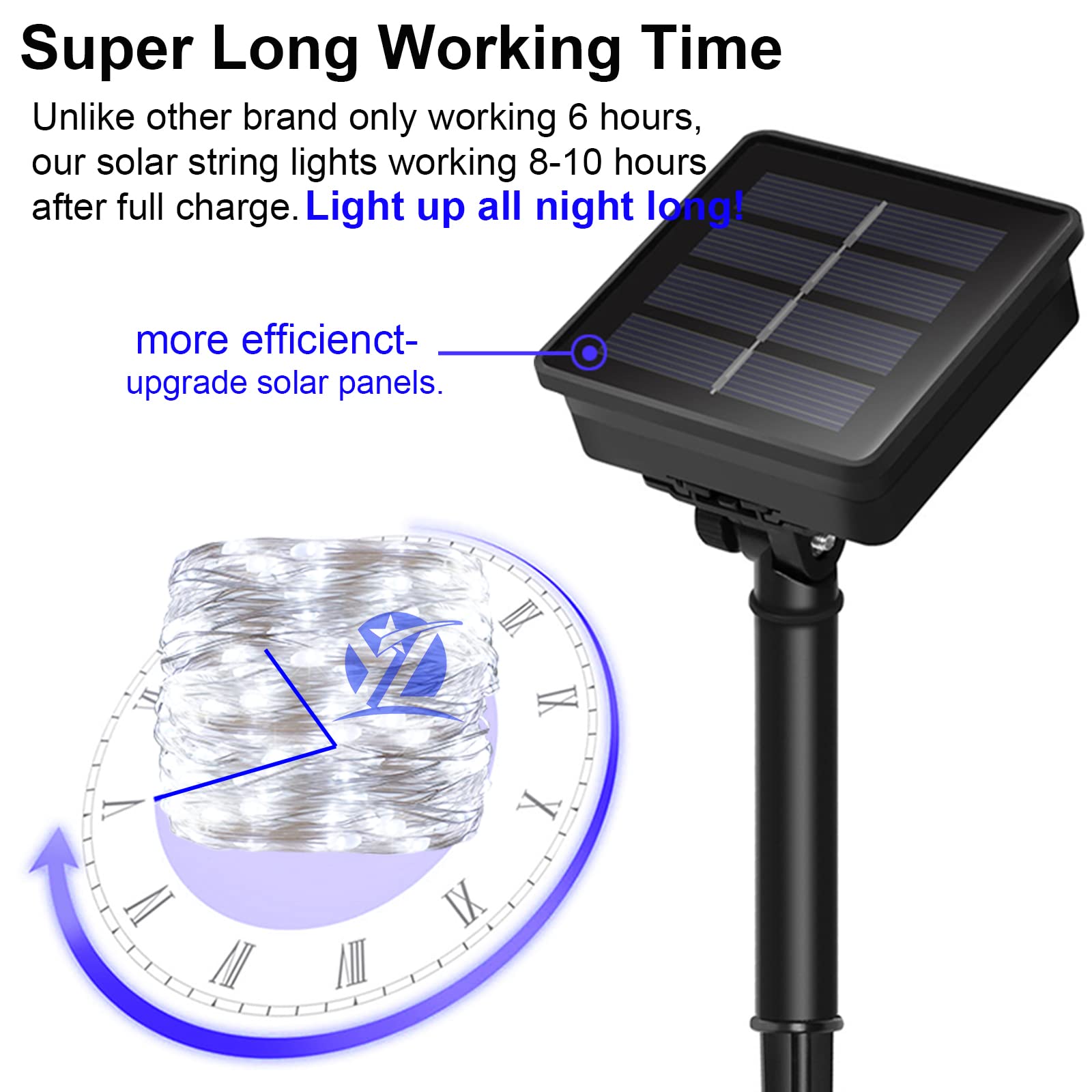 Yaozhou Solar String Lights For Outside, Fairy Lights Outdoor Waterproof, Cool White 2Pack Total 200Led 66Ft 8 Modes Mini Mini Small Solar Powered Lights For Christmas, Garden, Patio, Fence, Balcony