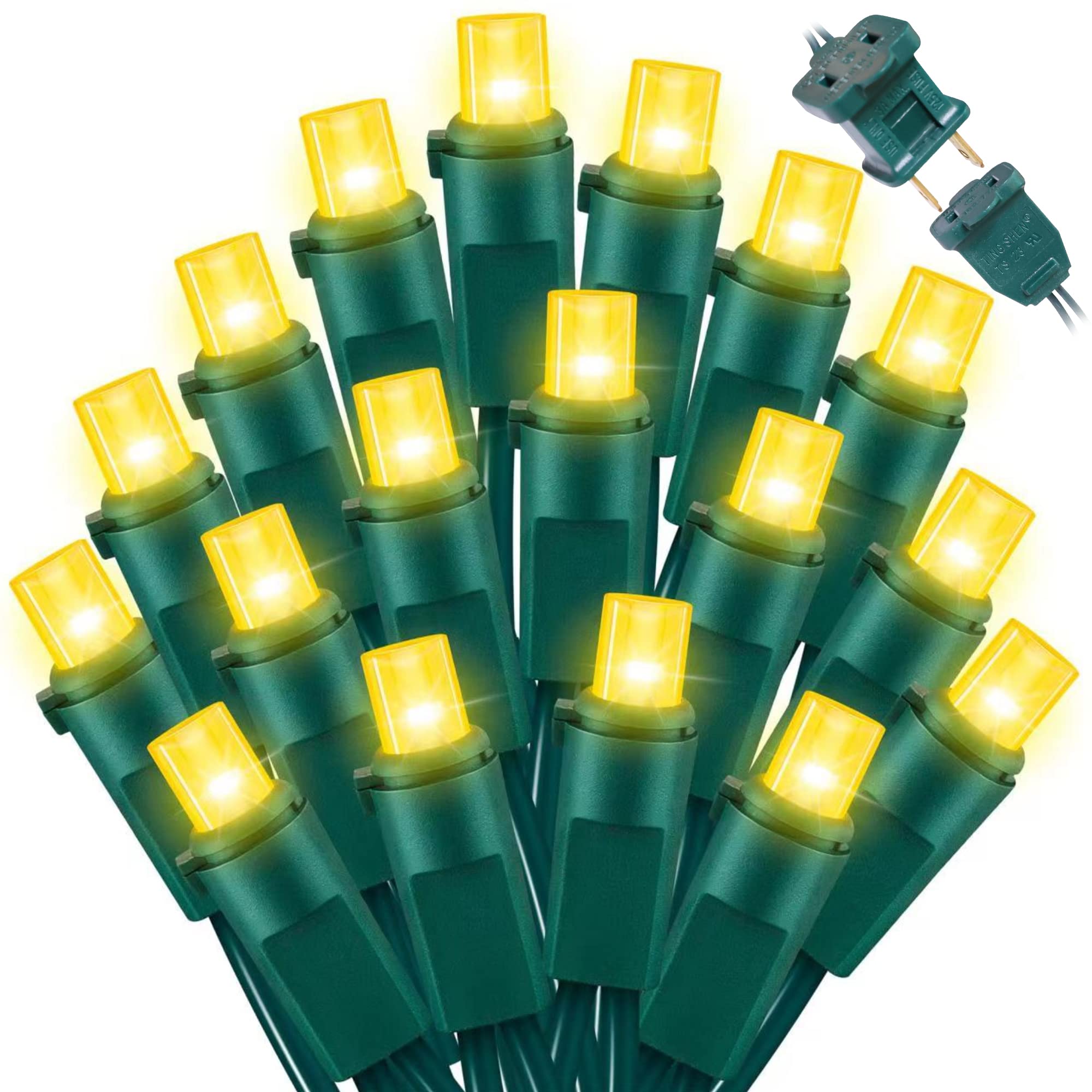 LAMPHOME Yellow Wide Angle LED String Lights, 64.8 Ft 300 Count, Pack of 3 Strands 21.9 Ft 100 Lights UL Certified Commercial Gr