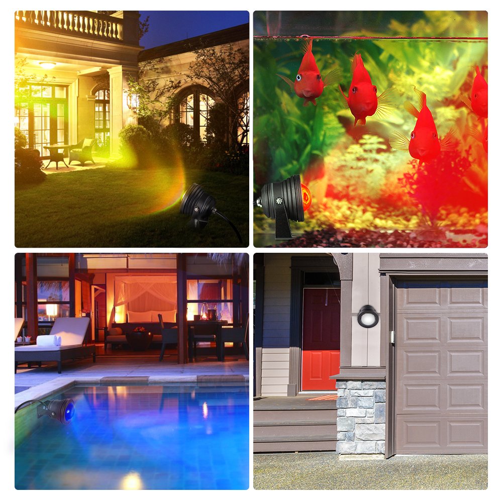 Ruicaikun 10W Outdoor Spot Lights With Remote Control, Dimmable Rgb, Waterproof For Halloween/Christmas Decor