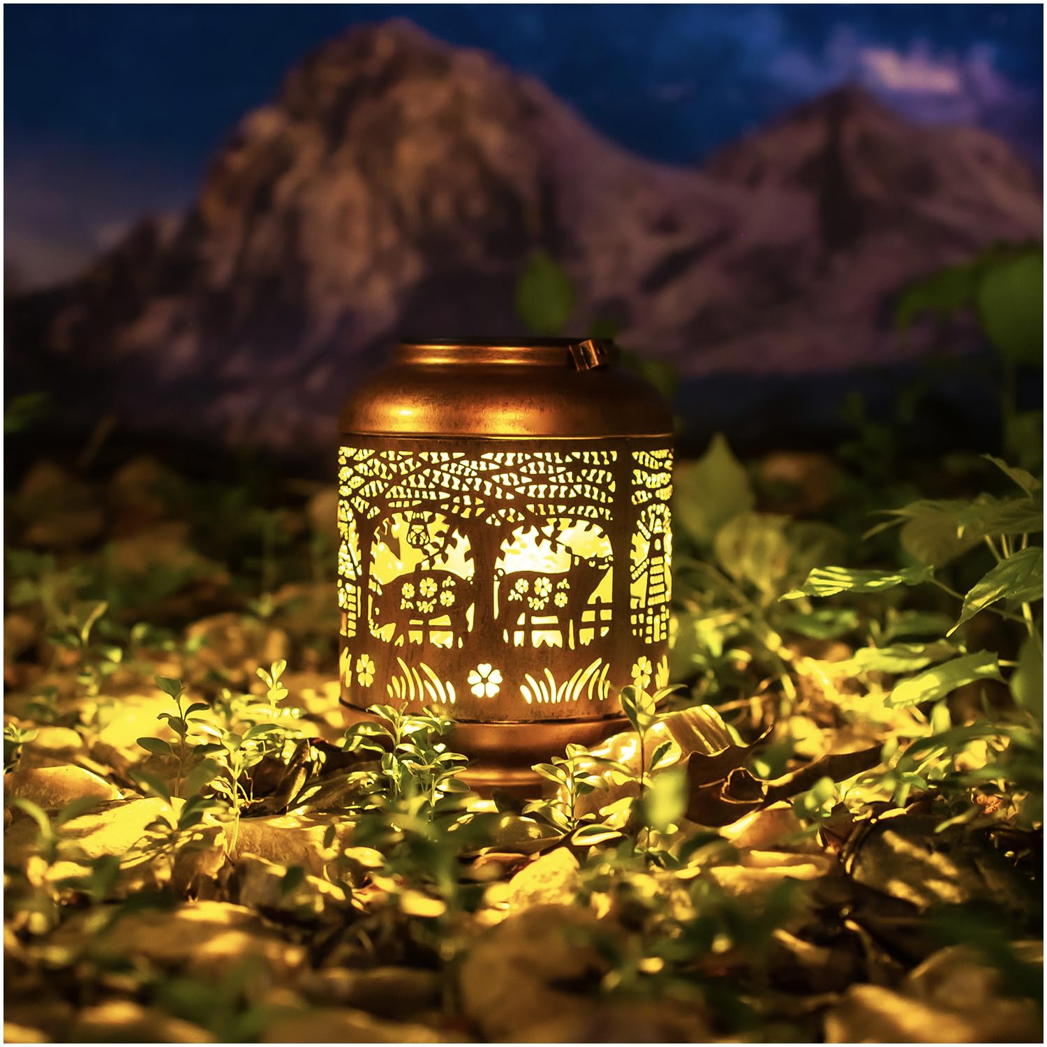 Pig Solar Lanterns Outdoor Waterproof Hanging Solar Lights Pig Gifts For Women Men Mom Metal Decorative Led Outdoor Lanterns For