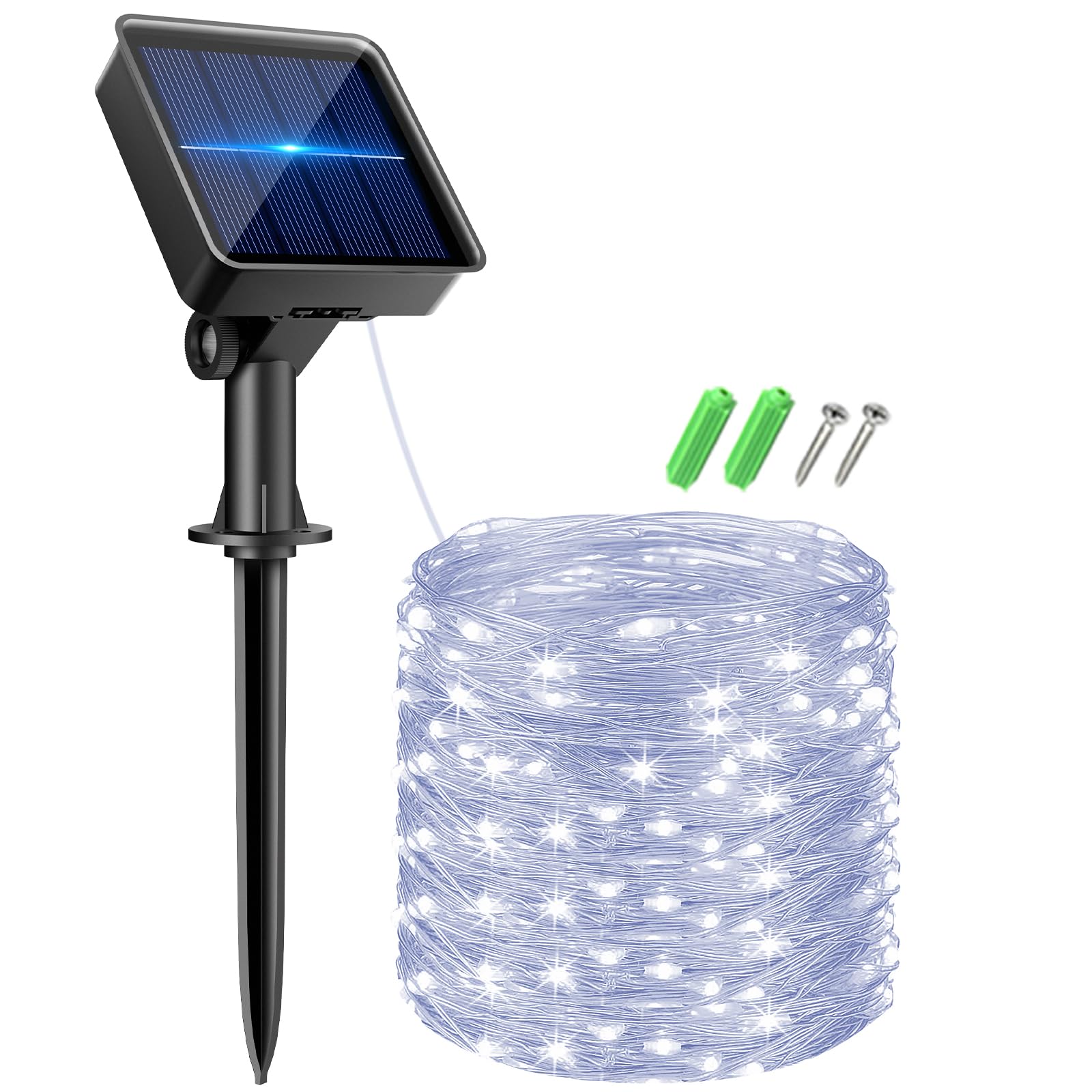 kolpop Solar Fairy Lights, 32FT 80LED, Cool White, Waterproof, 8 Modes, Copper Wire, Model 53009b55-0c14-40b3-a3