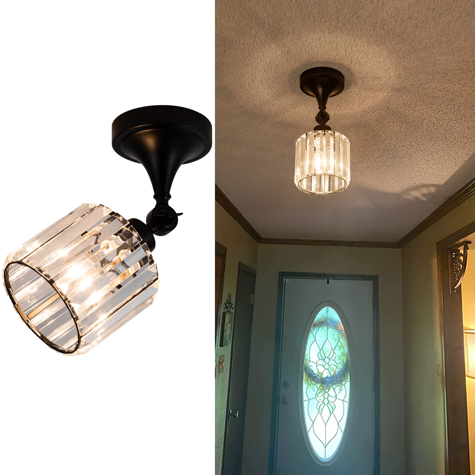 Edzemuwa Flush Mount Ceiling Light Fixture Modern Black Entryway Light Fixtures Farmhouse Lighting For Porch Hallway Kitchen Bedroom