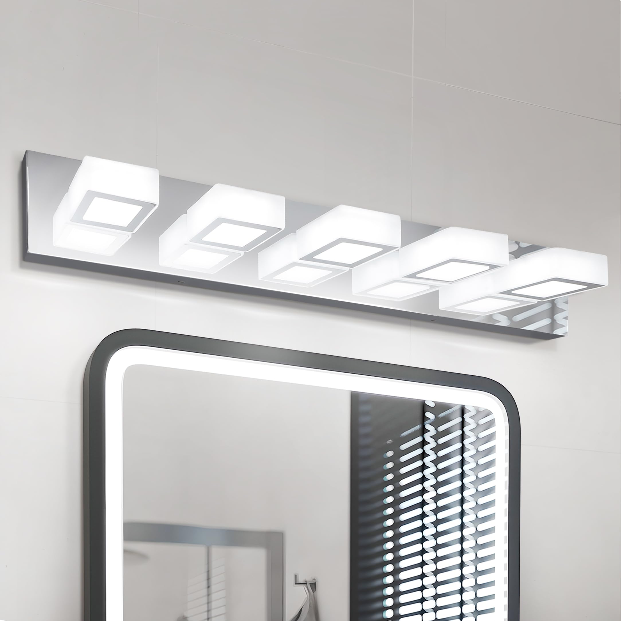 ASD LED Bathroom Vanity Light 5-Lights Dimmable 28W 1600LM 2700-6000K Chrome Model A-LVF25M-5D28CH