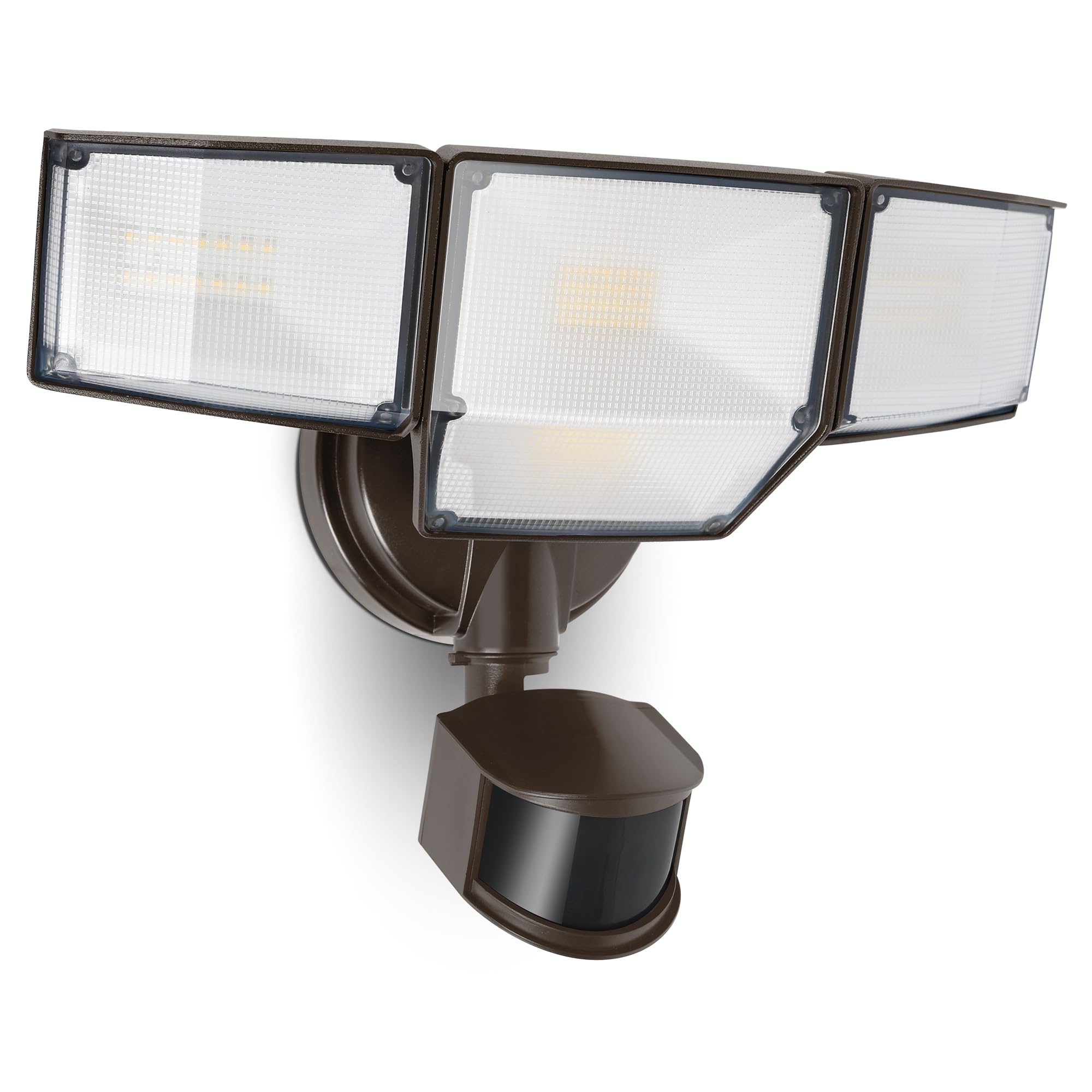 Lutec 80W 9000Lm Led Security Lights Motion Sensor Outdoor Lights  4 Head Led Flood Light Outdoor 5000K Daylight  Ip65 Waterproof  Motion Detected Light For Outside  House  Garage  Yard (Brown)