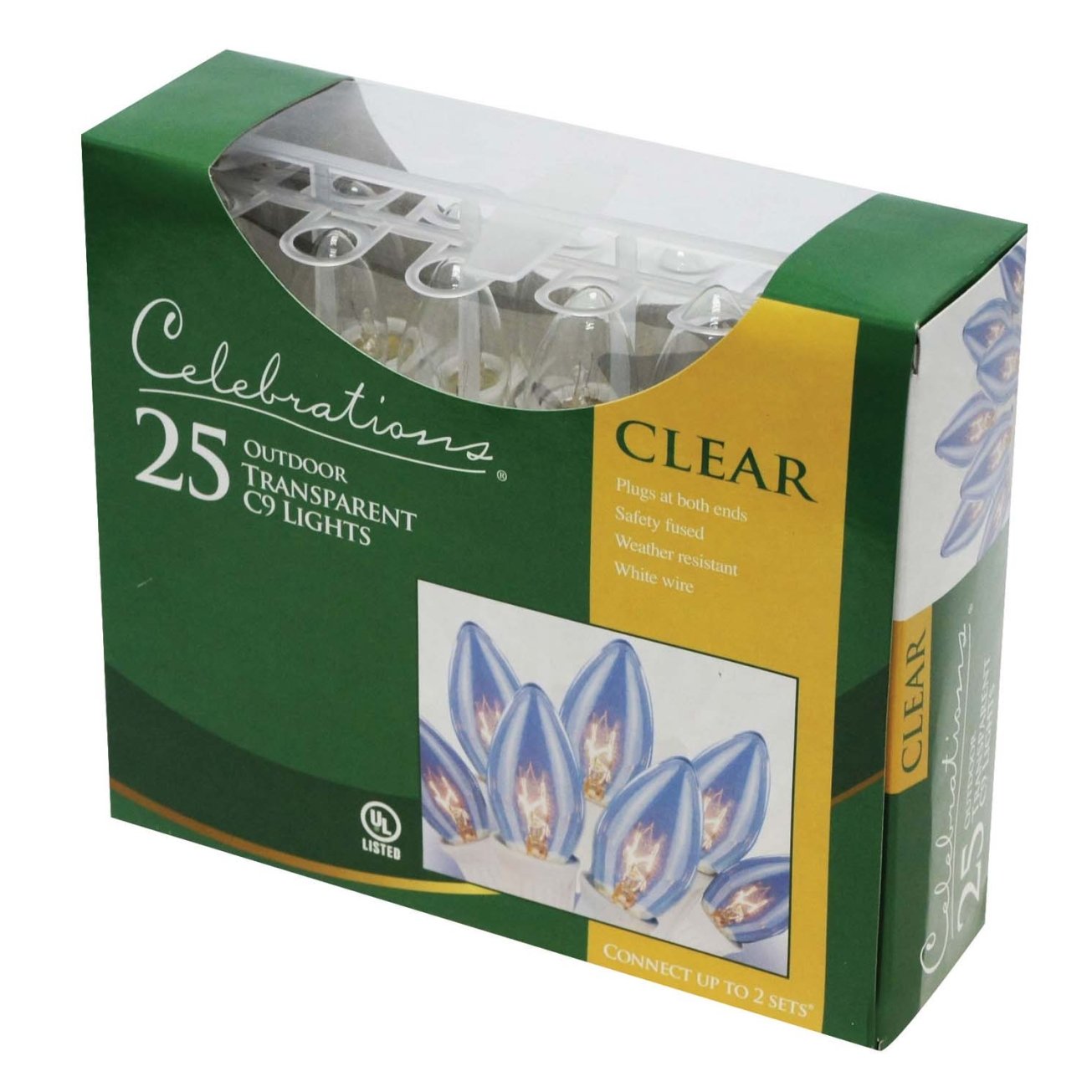Celebrations Incandescent Transparent C9 Light Set Clear 24 ft. 25 lights