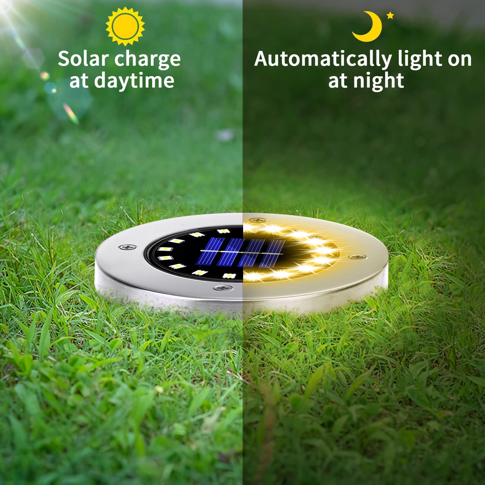 Nfesolar 16 Pack Solar Outdoor Lights, Waterproof Led Pathway Garden Lights - Warm White