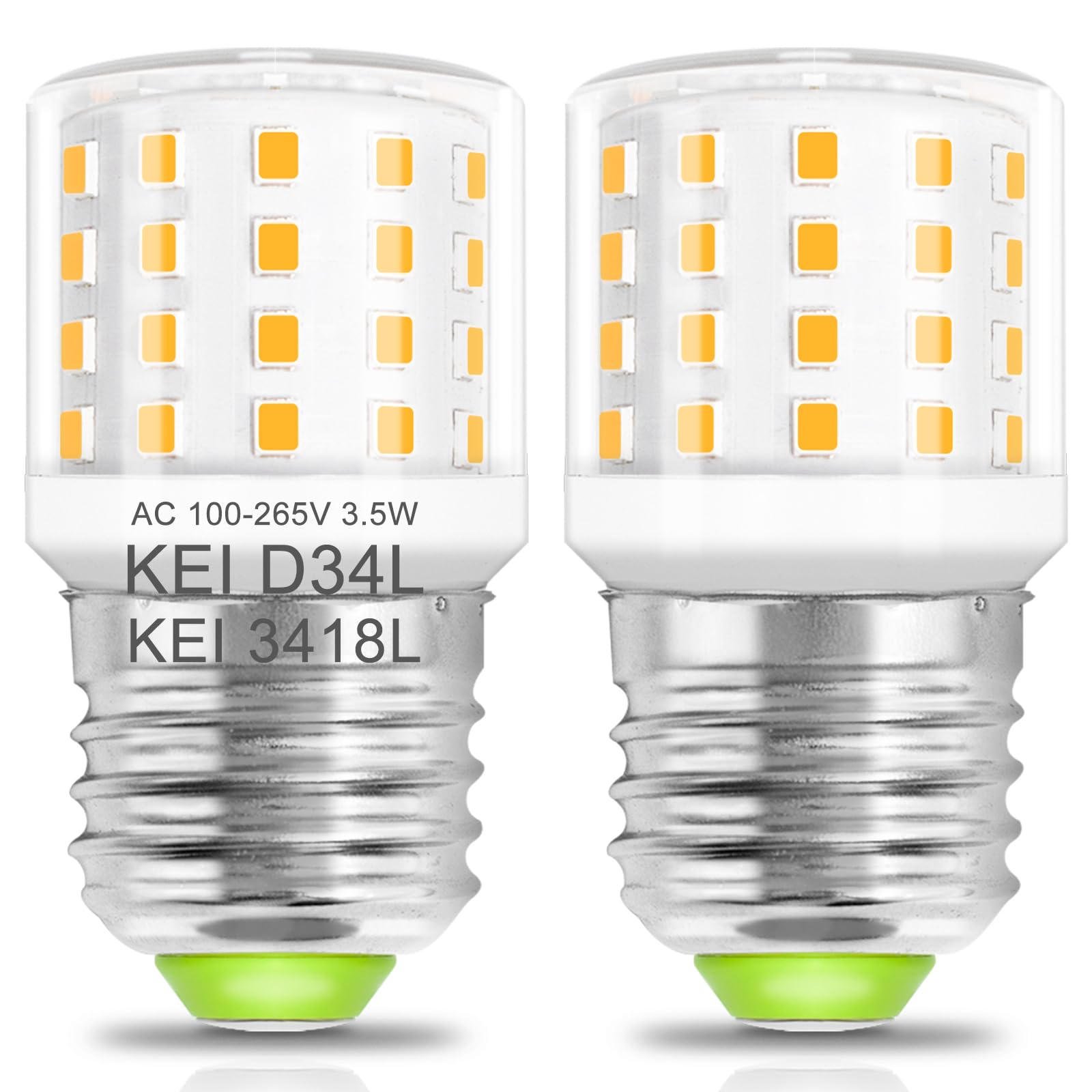 Refrigerator Light Bulb 4W Equivalent 40W A15 Appliance Fridge Bulbs Kel 3418l AC100-265V 3.5W Kei D34l LED Warm White E26 Mediu