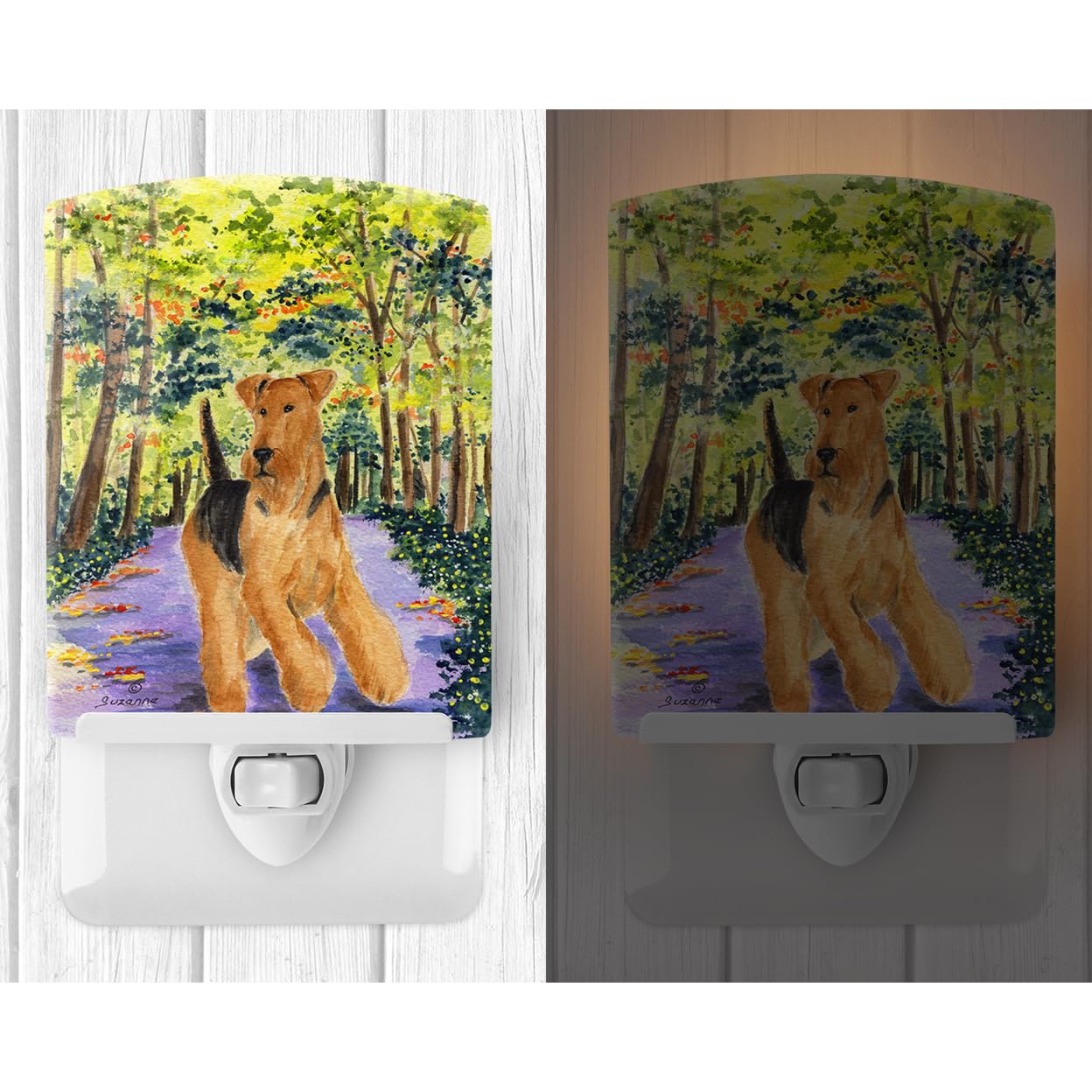 Carolines Treasures Airedale Ceramic Night Light, UL-Certified, 6x4x3, Multicolor, Model SS8208CNL