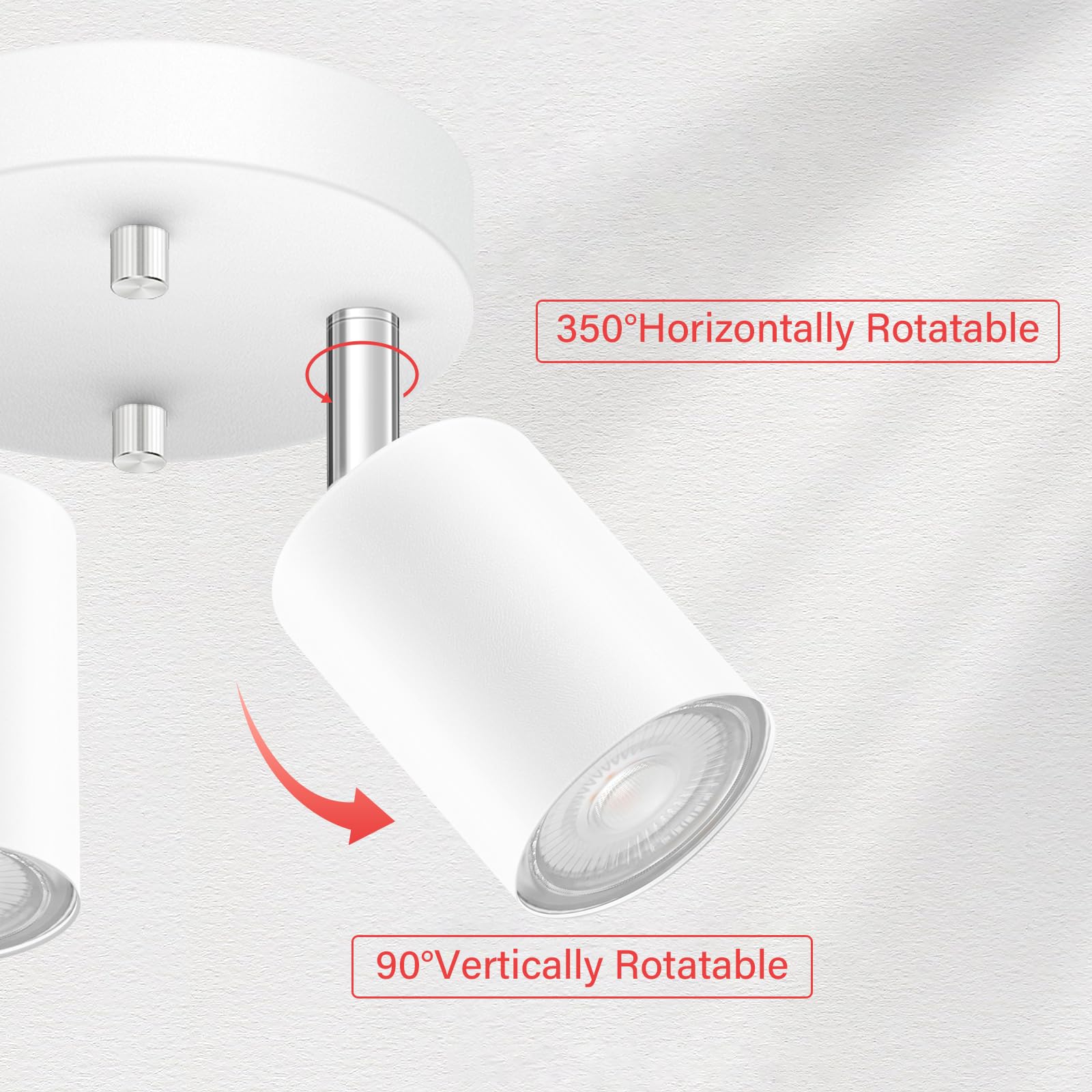 BoostArea LED Track Lighting Kit, 2 Light, Metal, White Round Ceiling Fixtures, Model C0322