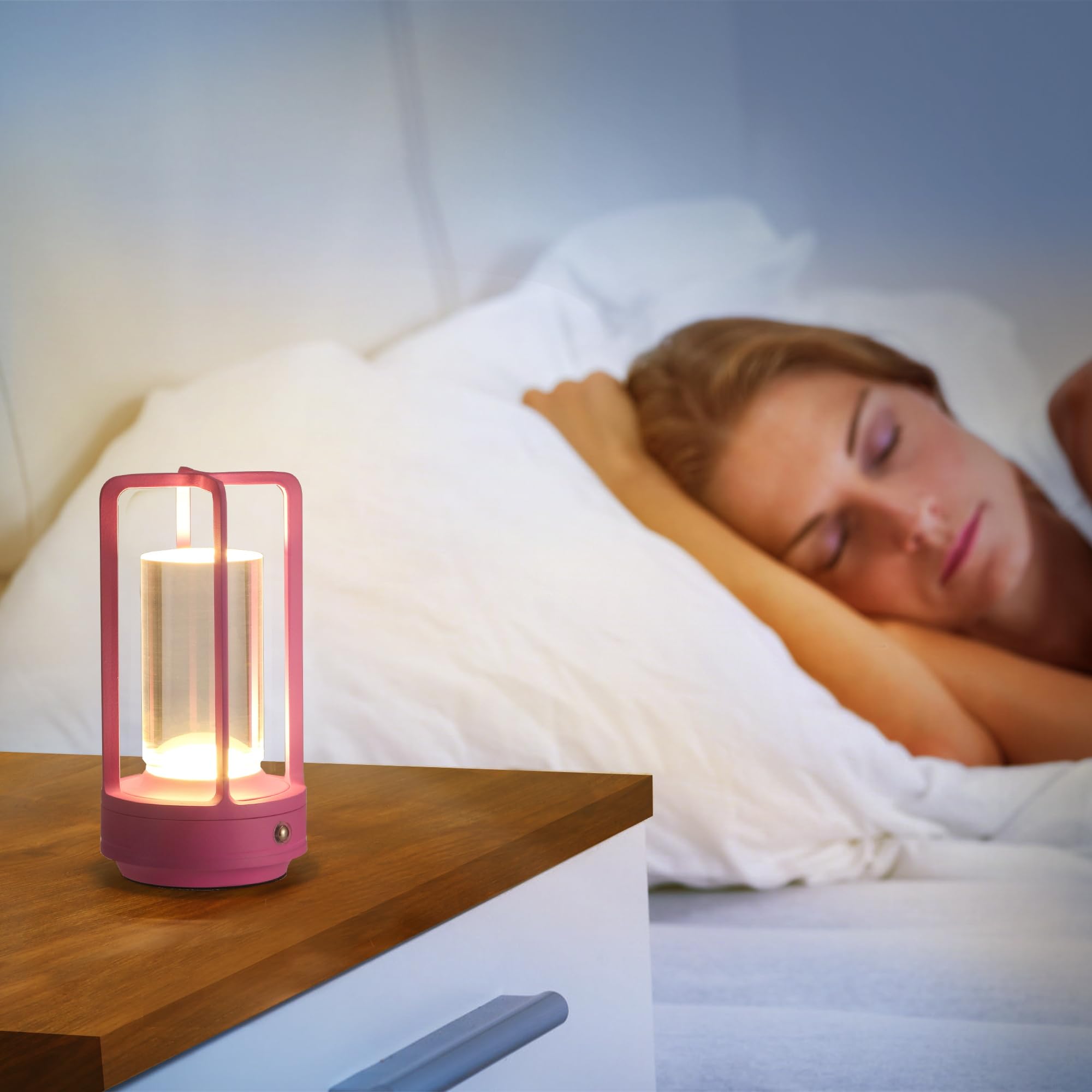 Portable Metal Table Lamp, Cordless Table Lamp, Rechargeable Battery Powered Portable Led Desk Lamp, 3 Color Stepless Dimming To