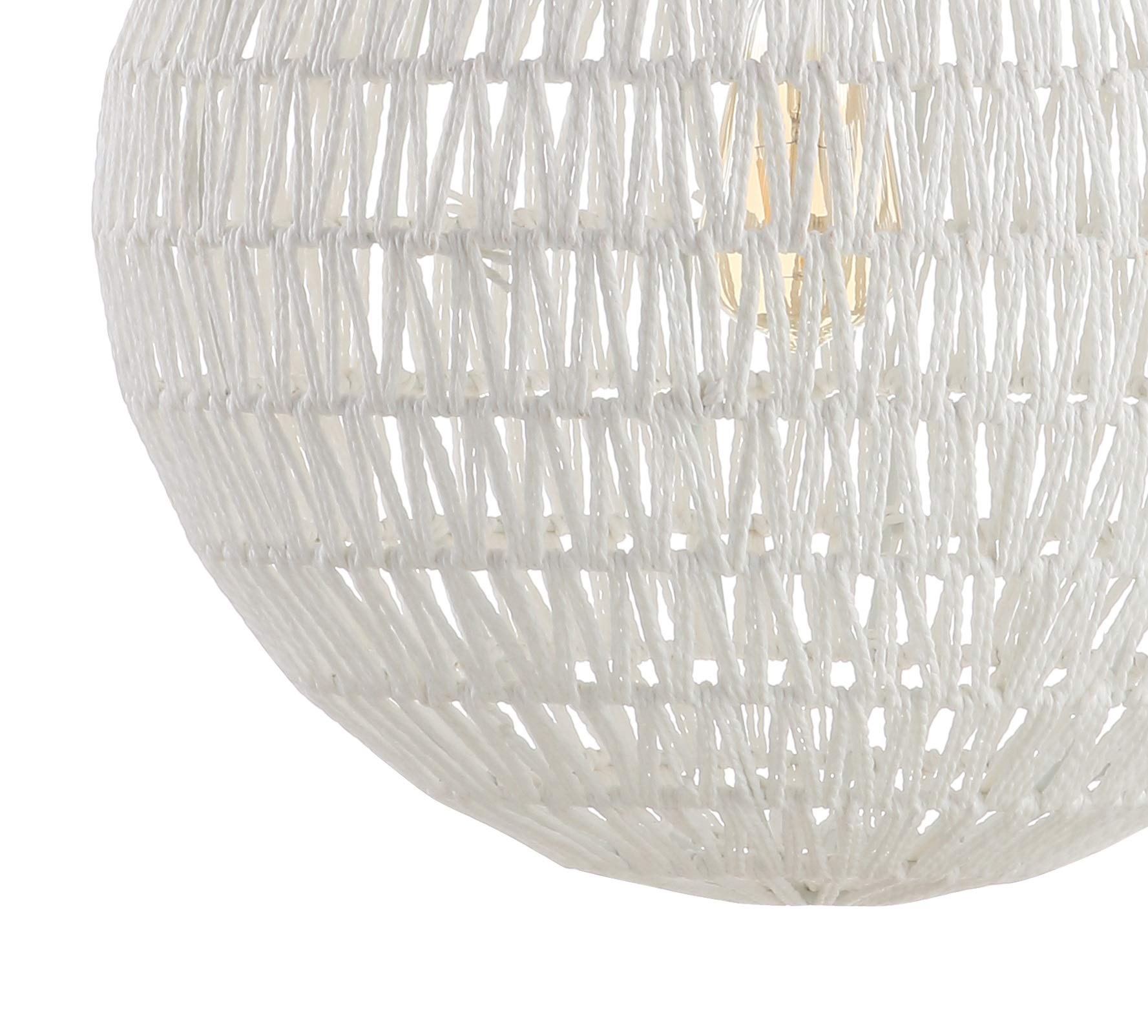 JONATHAN Y Luna Pendant Light, 15.7in Woven Rattan, Dimmable, Adjustable, White, Model JYL6503A