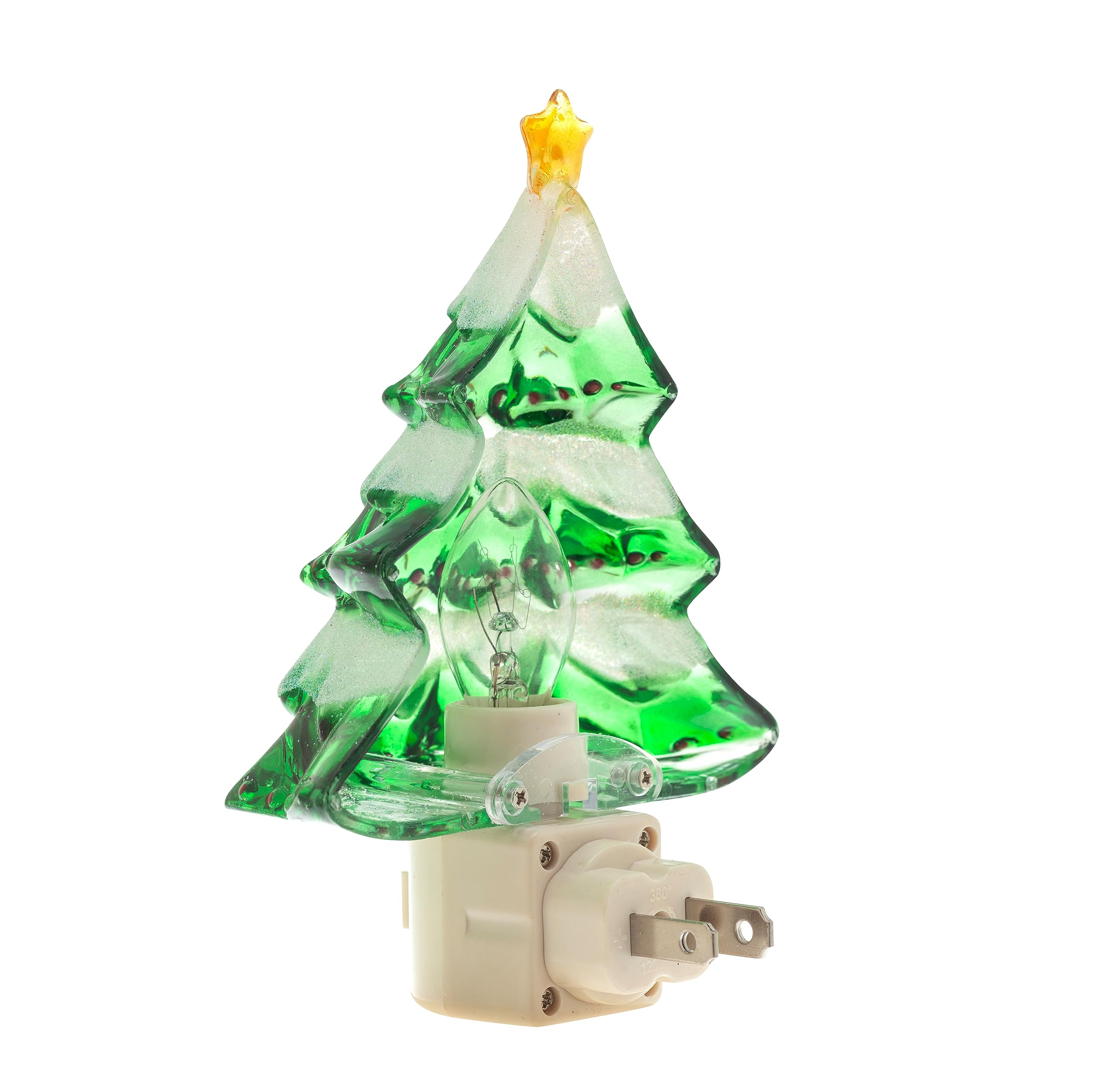 Creative Hobbies Snow Covered Christmas Tree Holiday Decor Night Lights - Includes 5W C7 And Rotational Socket With On/Off Switc