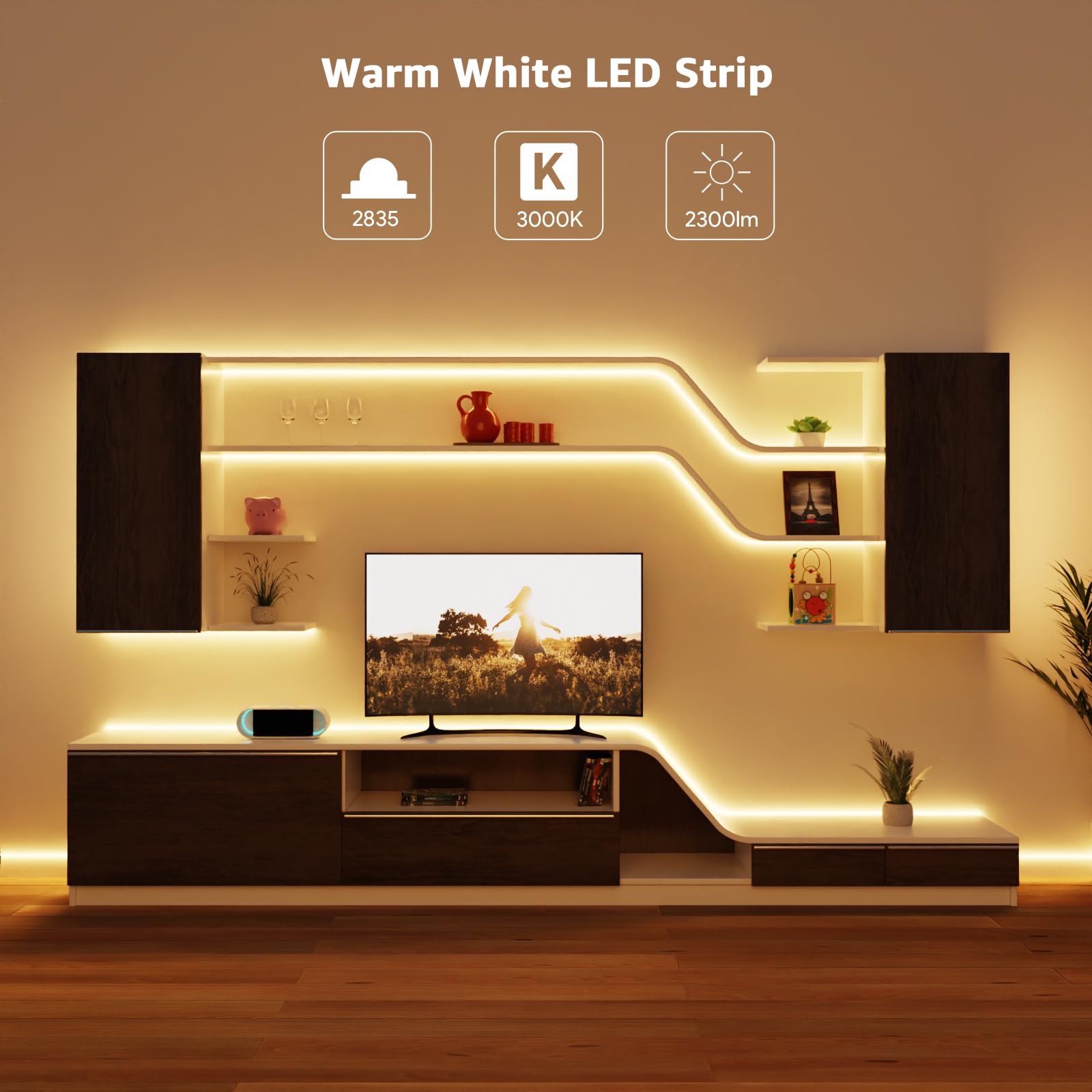 Lepro Led Strip Light, 32.8Ft Dimmable Vanity Lights, 3000K Super Bright Led Tape Lights, 420 Leds Smd 2835, Strong 3M Adhesive,