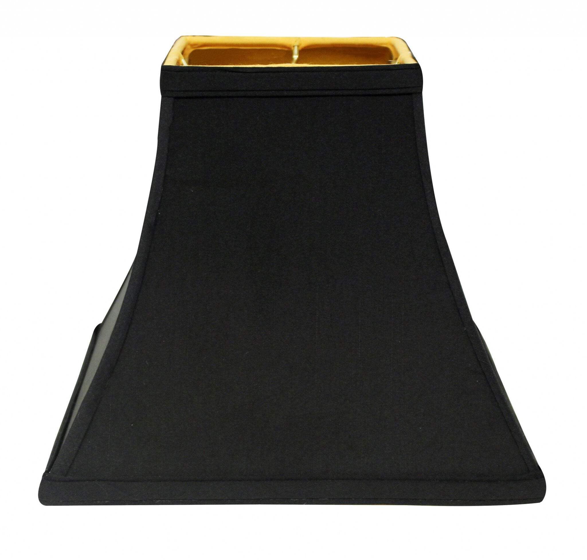 homeroots lighting 8&quot;&quot; Black with Gold Lining Square Bell Shantung Lampshade, Warm White