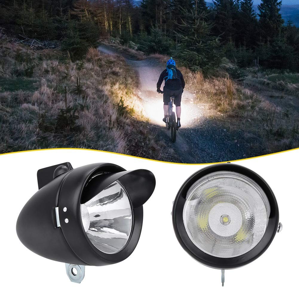 Vintage Bike Headlight, Classical Led Super Light Bicycle Retro Front Headlight With Bracket, Bright Metal Night Riding Safety B