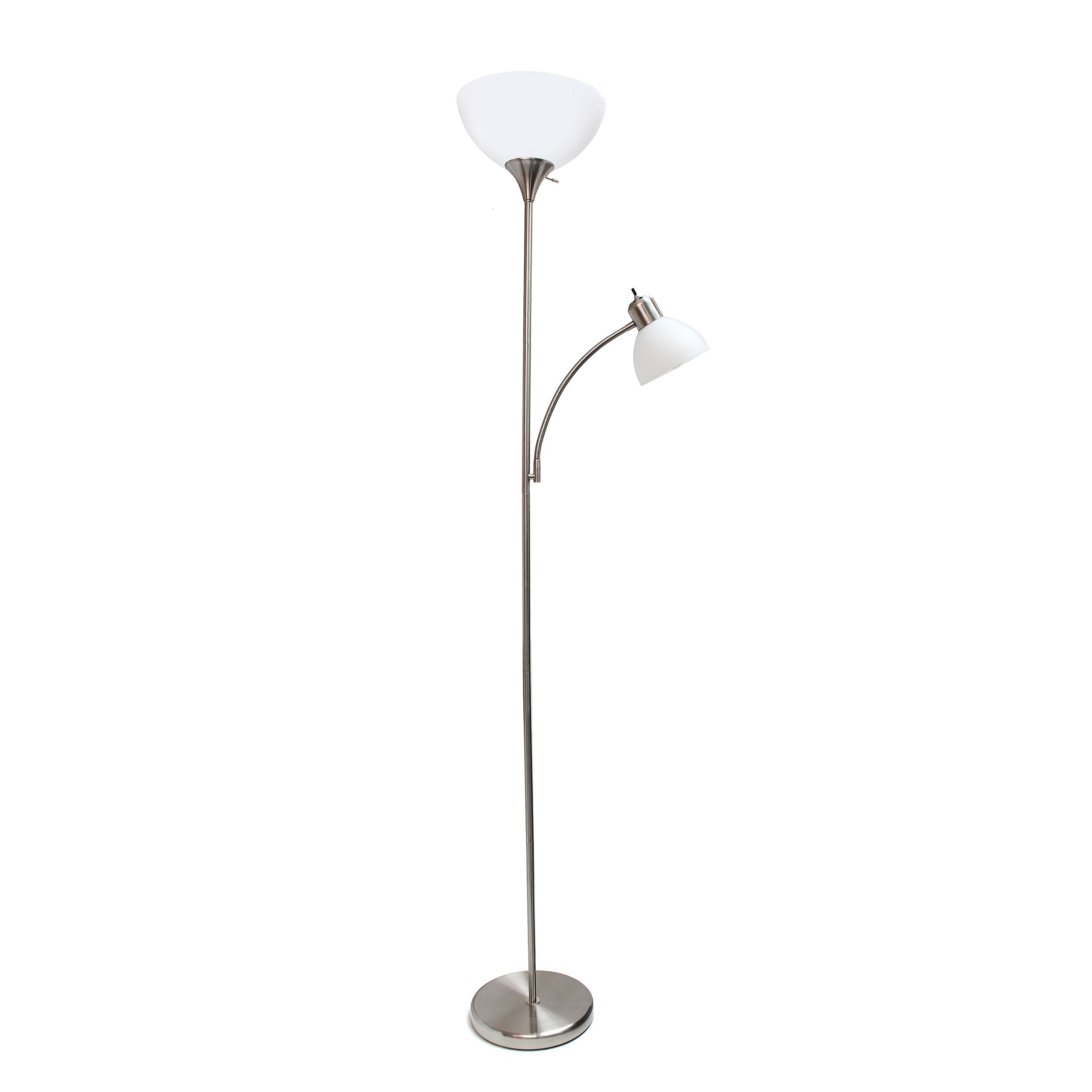 Simple Designs Lf2000-Bsn Mother-Daughter Floor Lamp With Reading Light, Brushed Nickel