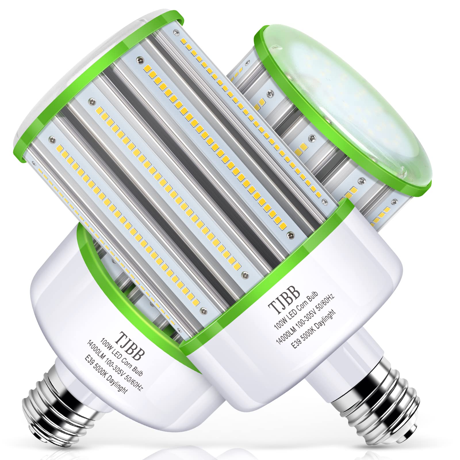 TJBB 100W LED Corn Cob Light Bulb, E39 Mogul Base, 2 Pack, Indoor/Outdoor, Replace 250-400W MH/HPS, Model TJBB-006