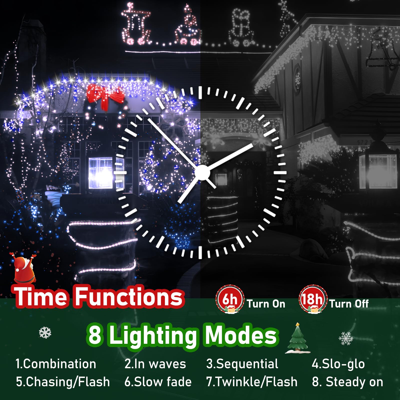 XURISEN 1000 LED Christmas Lights Outdoor, 403FT Blue and White String Lights with 8 Modes & Memory Timer, Model XUR-STG37