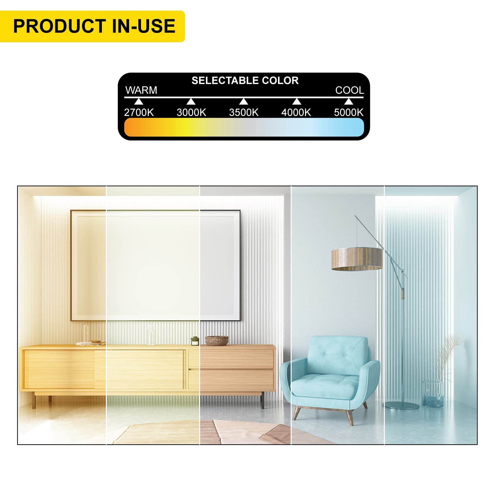 Nuwatt 6 Pack, 4 Inch Ultra-Thin Led Recessed Lighting, 5Cct 2700K/3000K/3500K/4000K/5000K Selectable, 630Lm, 9W, Ic Rated, Dimmable Slim Panel Light, White Trim Canless Wafer With Junction Box, Etl