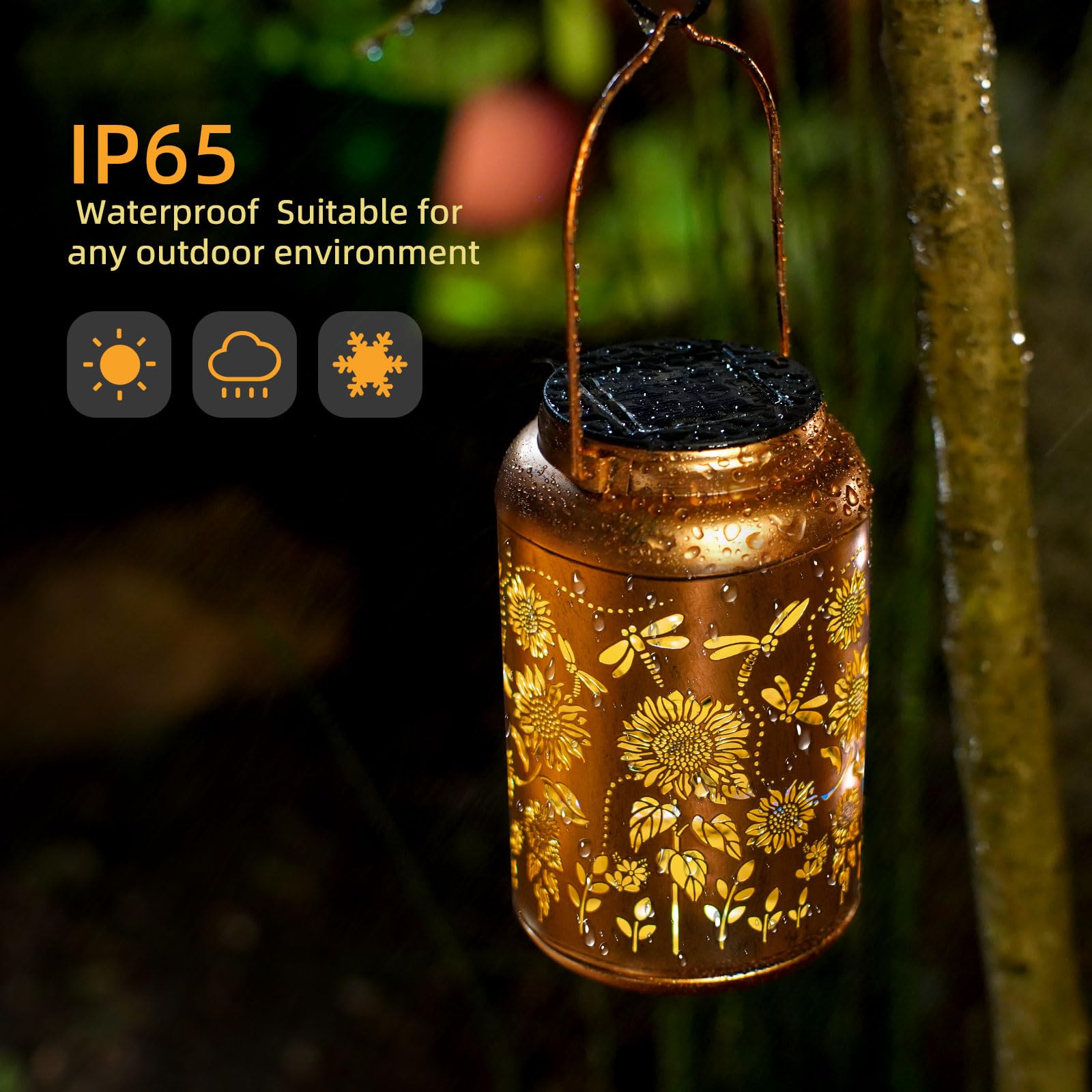 2Pack Solar Lanterns Lights Outdoor Hanging Lantern Waterproof Metal Led Dragonfly Christmas Decor Gifts For Women Mom Grandma S