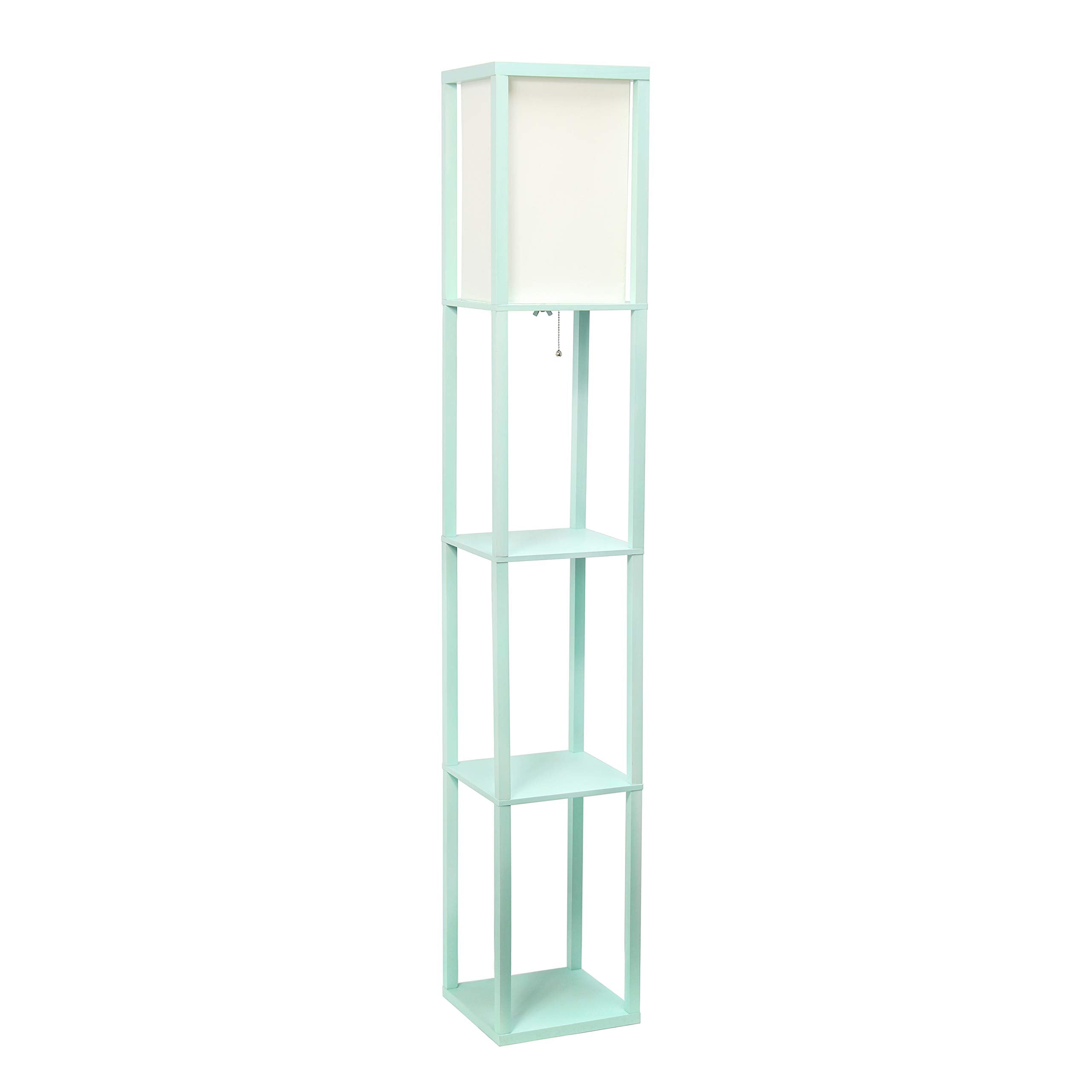 Simple Designs Lf1014-Wht Etagere Organizer Storage Shelf Floor Lamp, White, Engineered Wood, No Bulb