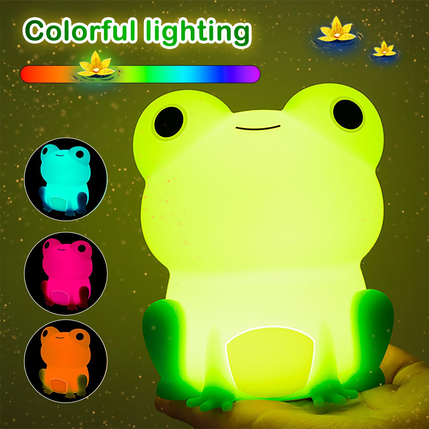 S Nmt Cute Frog Night Light - Dimmable Color Changing Soft Silicone Lamp For Kids' Nursery