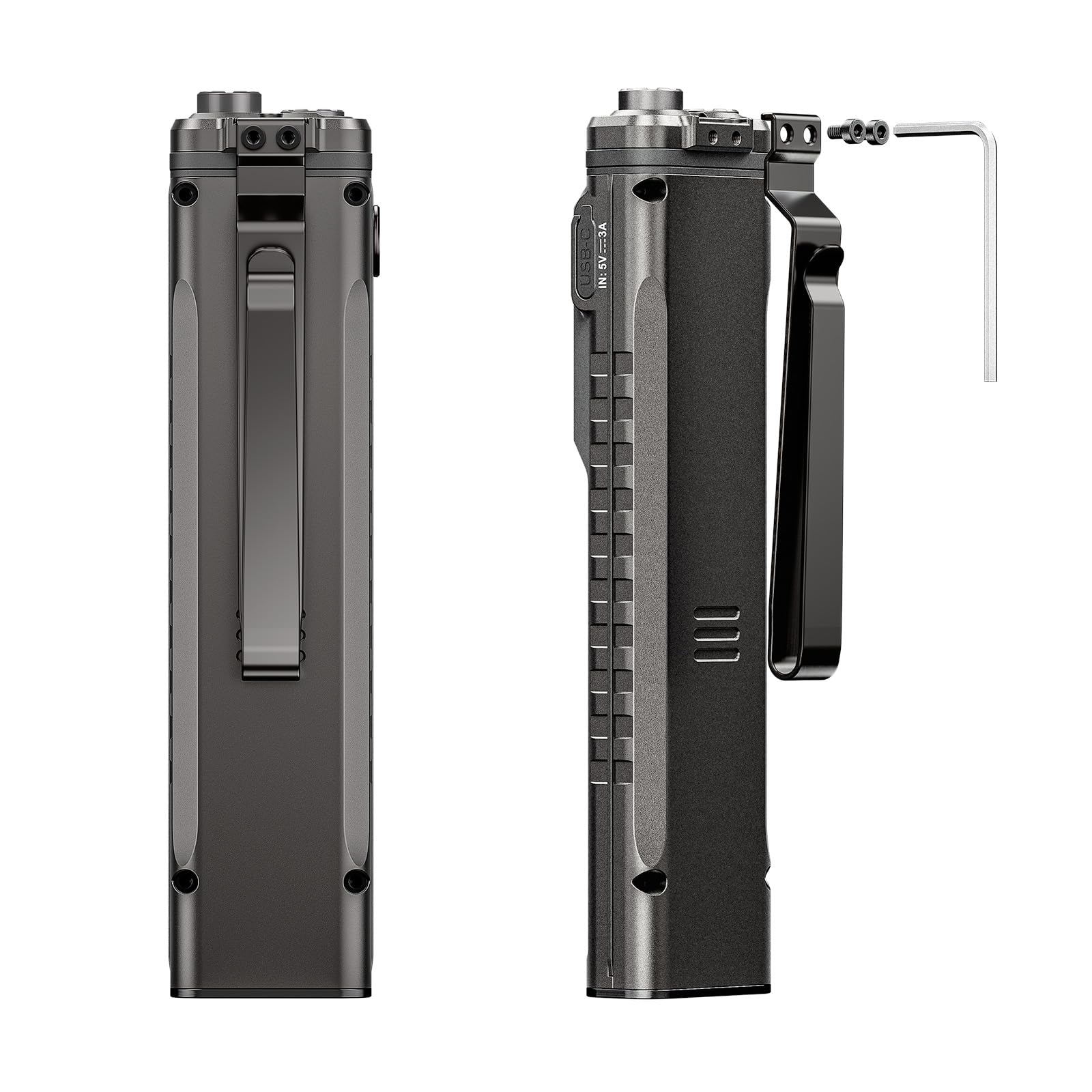 RovyVon E90 Flat EDC Flashlight - 3500 Lumens, USB-C Rechargeable, Gunmetal, IP68 Waterproof, Model R28M+