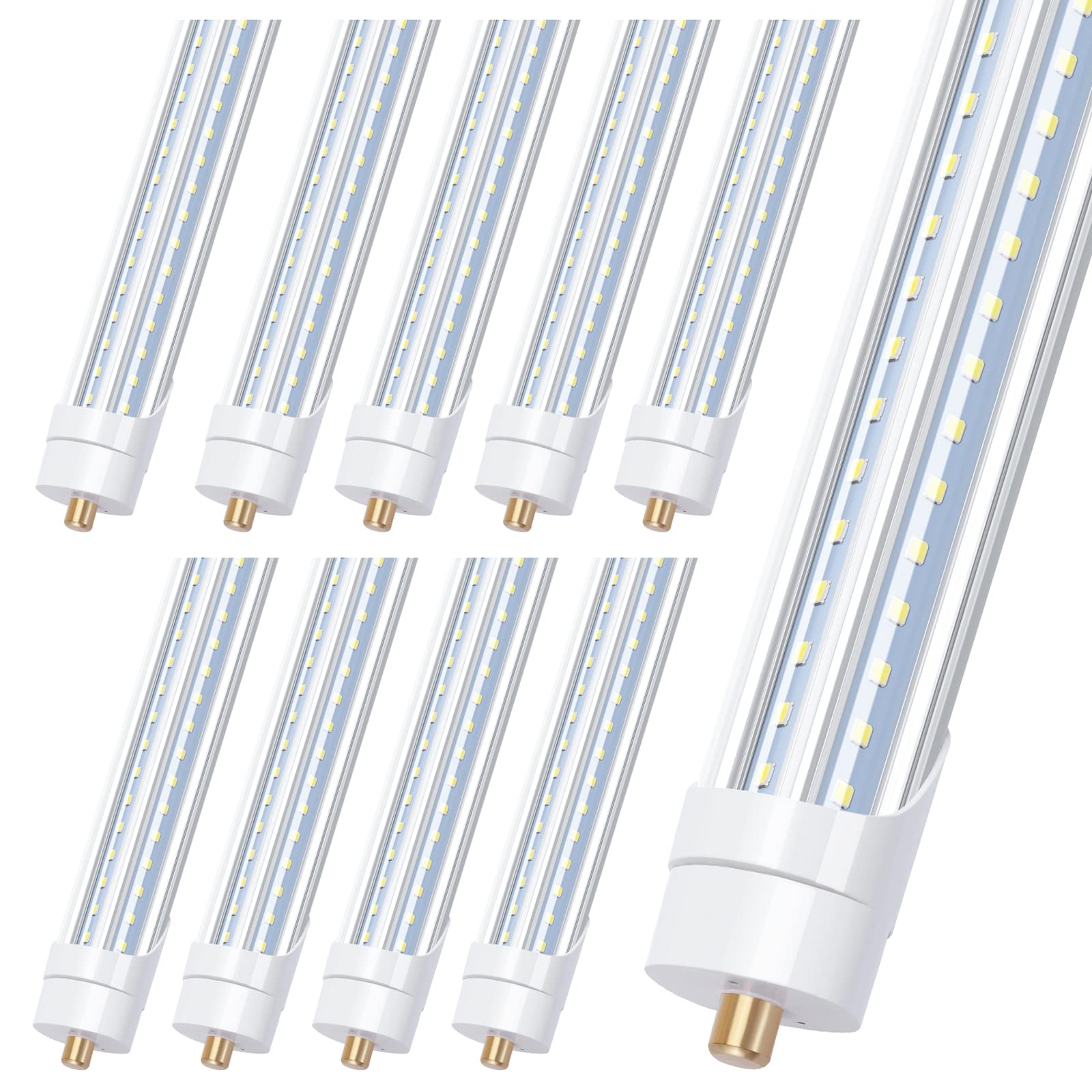 8Ft Led Bulbs, Led Shop Light Single Pin, V Shaped 8Foot Led Tube Lights, T8 T12 Fa8 Led Bulb, 90W 10000Lm, Clear Cover, Dayligh