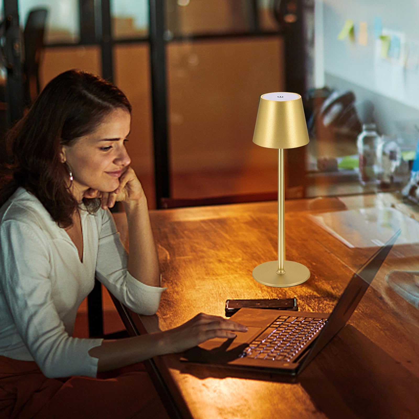 Imqsqik 2 Pack Cordless Table Lamp, 5000Mah Portable Rechargeable Led Desk Lamp (Gold)