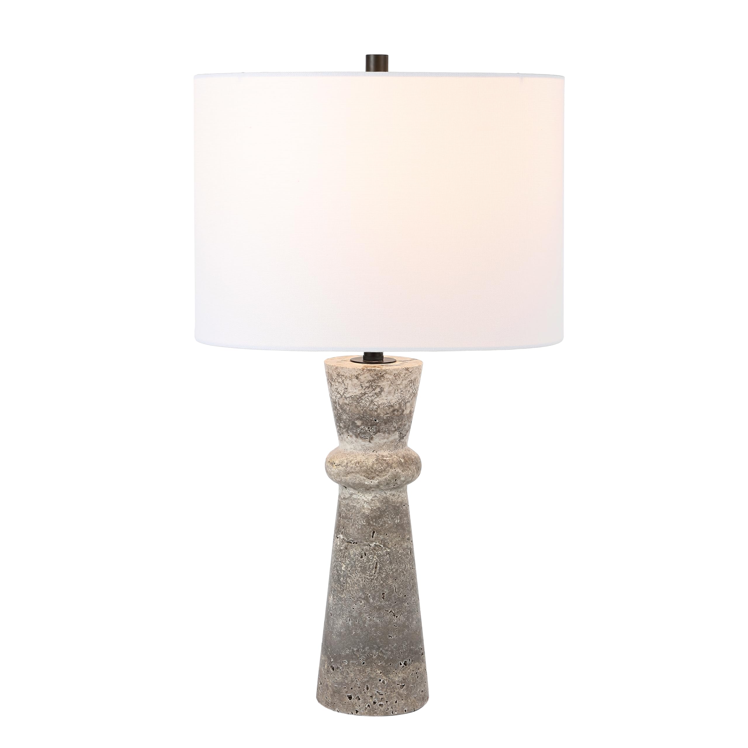 SAFAVIEH Lighting Collection Colette Grey Travertine 25-inch Table Lamp (LED Bulb Included)