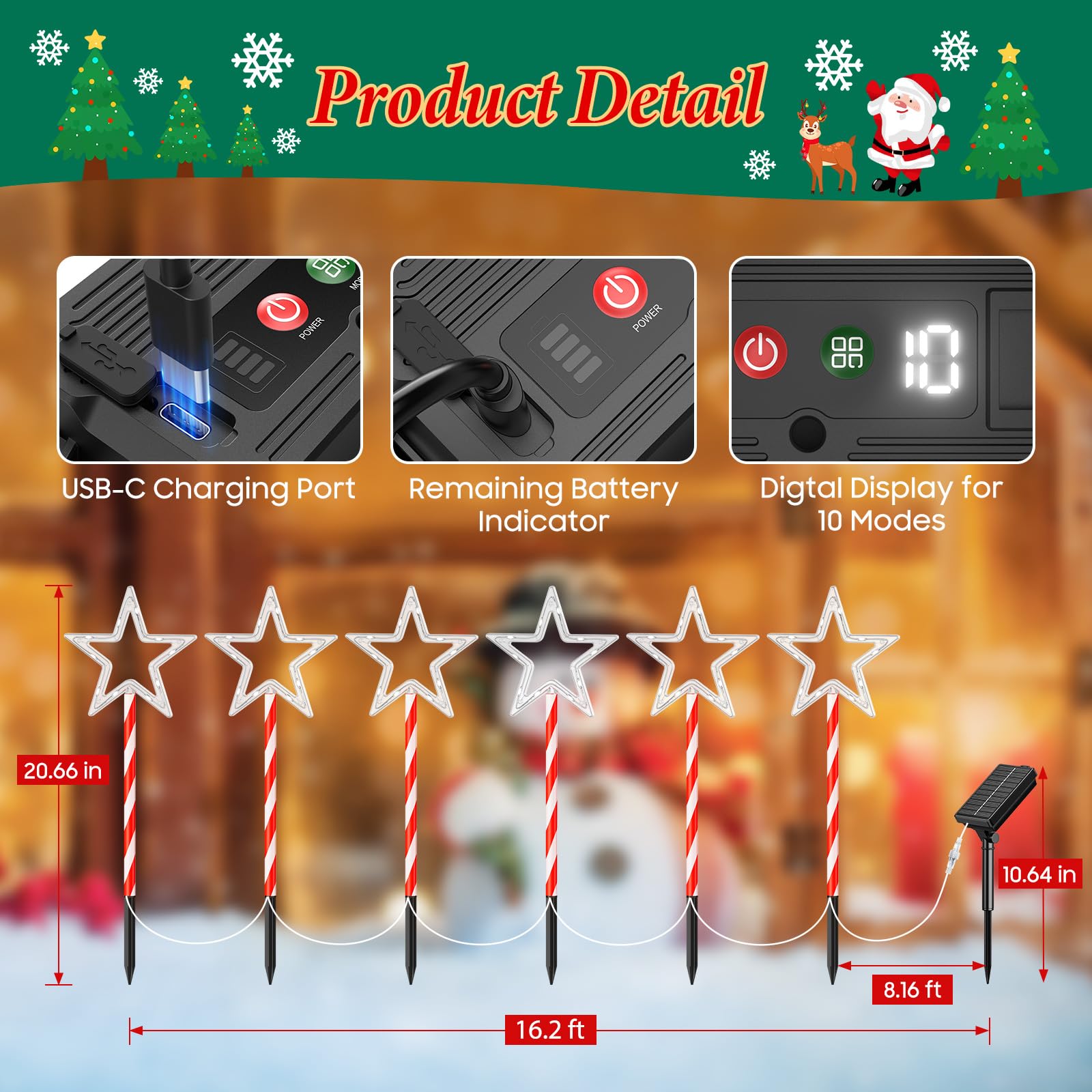 12 Pack Christmas Decorations Outdoor  Twinkling Big Star Solar Christmas Lights With 180 Bright Led And 10 Lighting Modes  Warm White Waterproof Xmas Decor For Pathway Yard