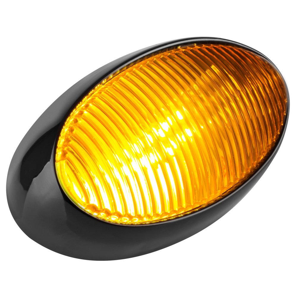 Lumitronics Rv 12V Led Oval Porch Utility Light - Clear & Amber Lenses - For Motorhomes, Campers, Trailers, 5Th Wheels (Black)