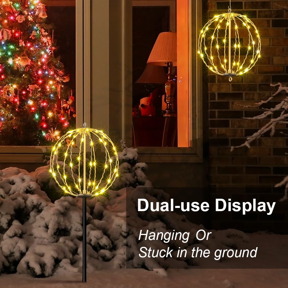 Lightshare 10In 48Led Light Ball Yard Decoration Pathway Lights Sphere Light With Fold Flat Metal Frame Indoor Outdoor Waterproo