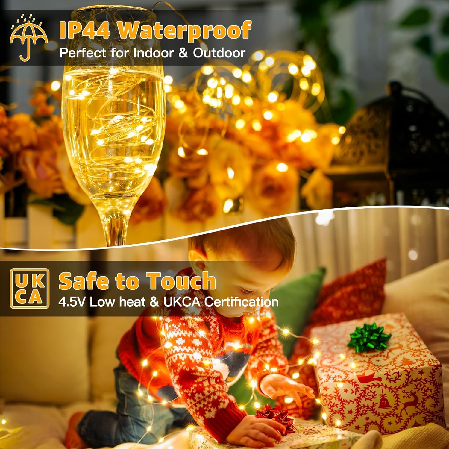 12 Pack Fairy Lights Battery Operated 7Ft 20 Led Mini String Lights Twinkle Lights Silver Wire Firefly Starry Lights For Mason Jars Wedding Party Christmas Centerpiece Decor, Warm White & Cool Whtie