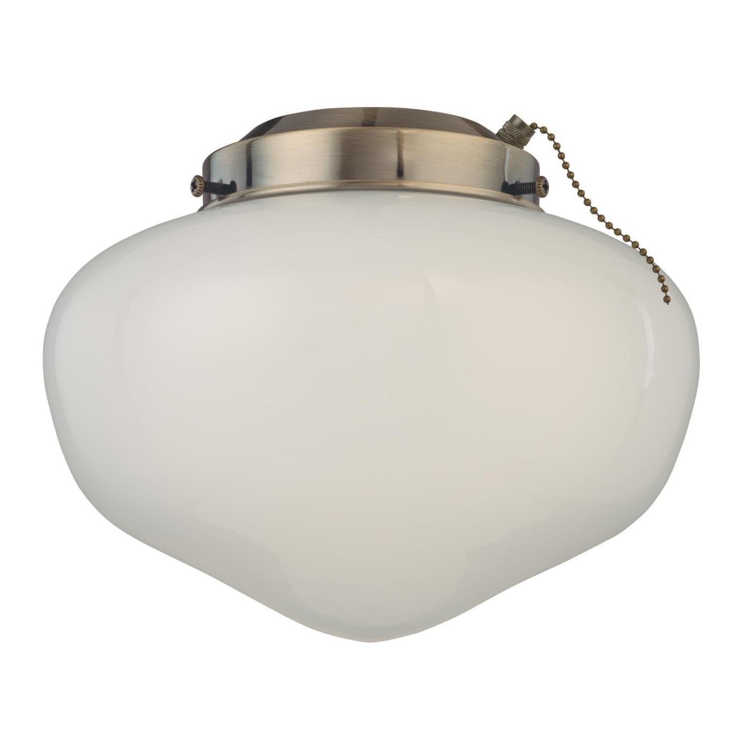 Westinghouse LED Schoolhouse Ceiling Fan Light Kit, Antique Brass Finish, White Opal Glass, Model 7785100, Indoor/Outdoor